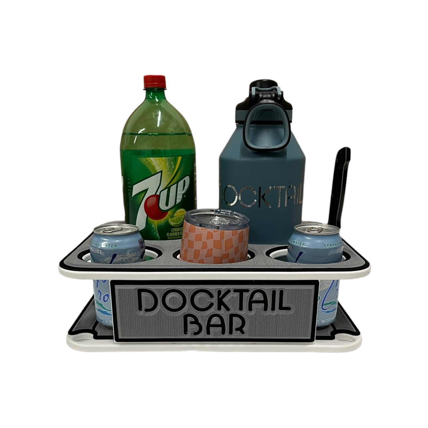Docktail Jr Boat Cup Holder Table Caddy & Adjustable Rod Holder
