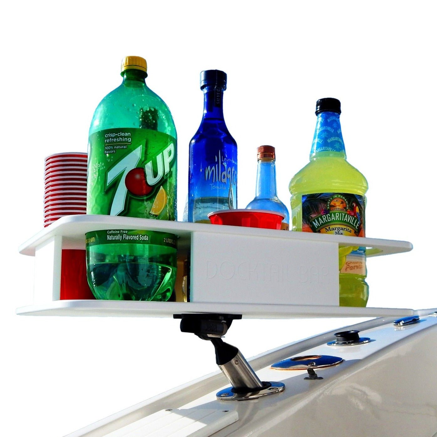 Docktail Boat Table Caddy and Storage Accessory - Choose Your Mount, Color & Custom Name - Docktail Bar
