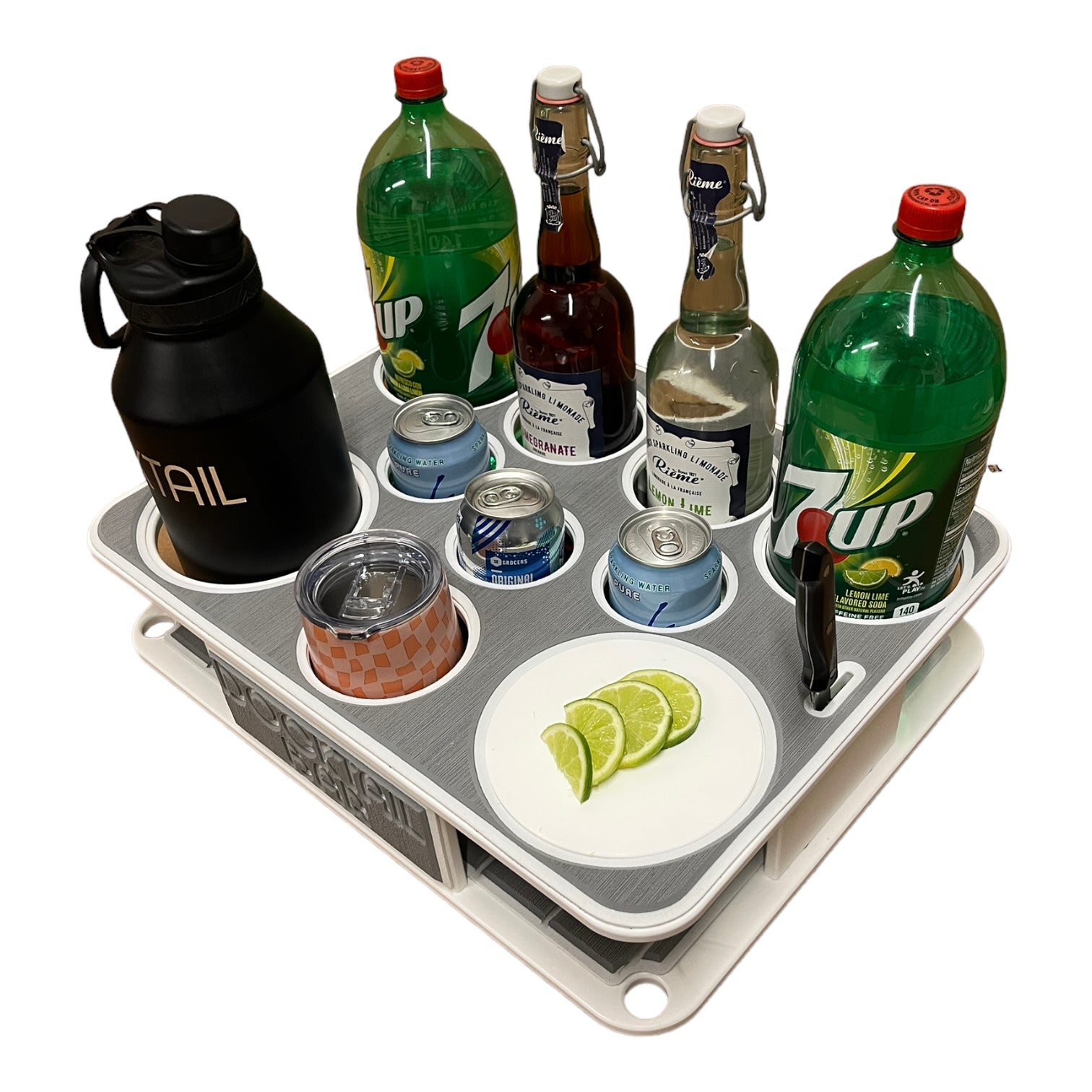 Docktail Boat Table Caddy and Storage Accessory - Choose Your Mount, Color & Custom Name - Docktail Bar