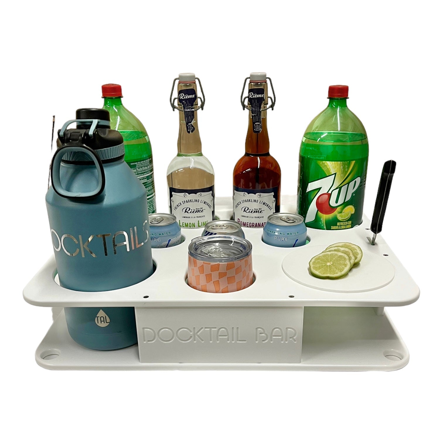 Docktail Boat Table Caddy and Storage Accessory - Choose Your Mount, Color & Custom Name - Docktail Bar