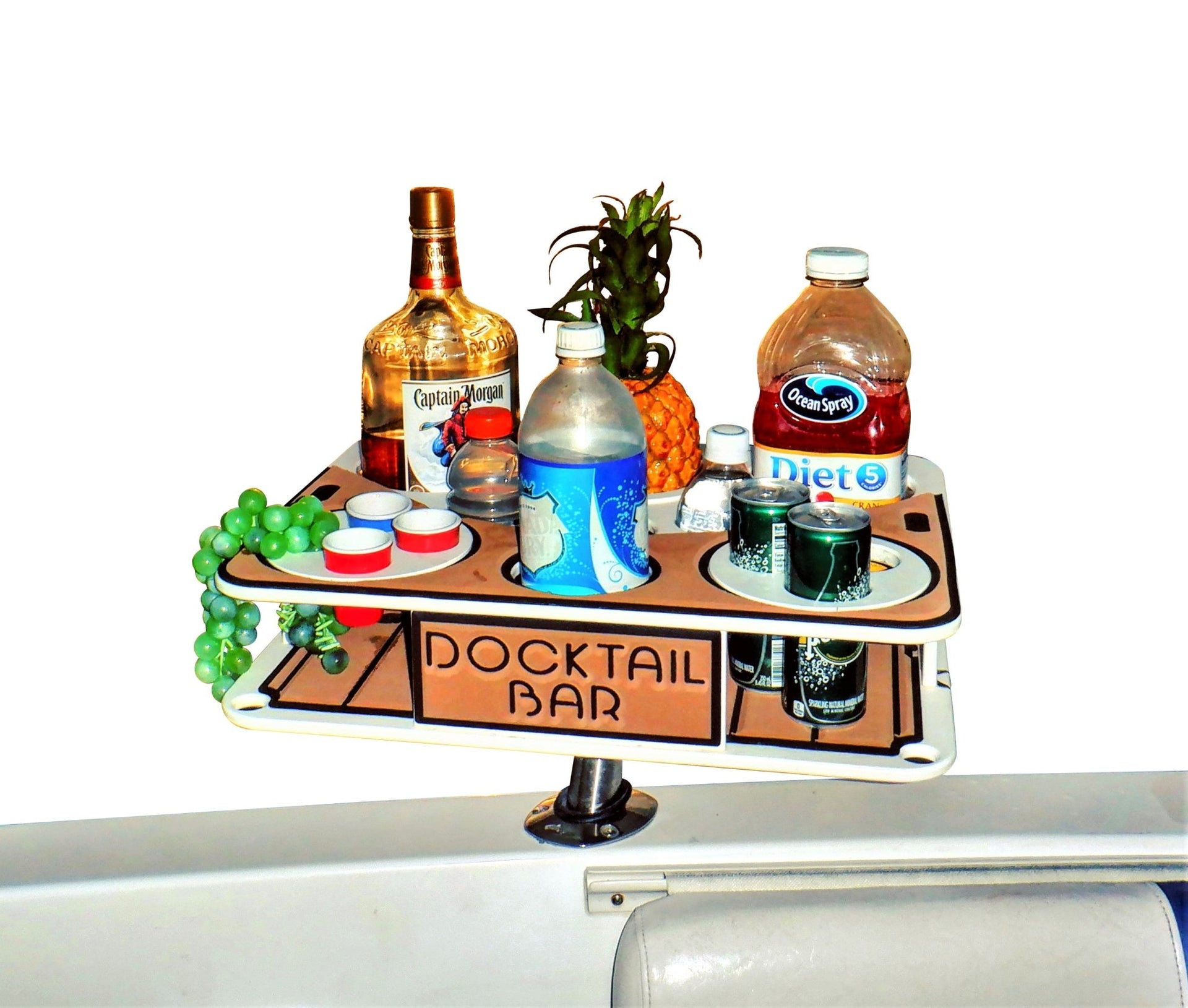 Docktail Boat Table Caddy and Storage Accessory - Choose Your Mount, Color & Custom Name - Docktail Bar