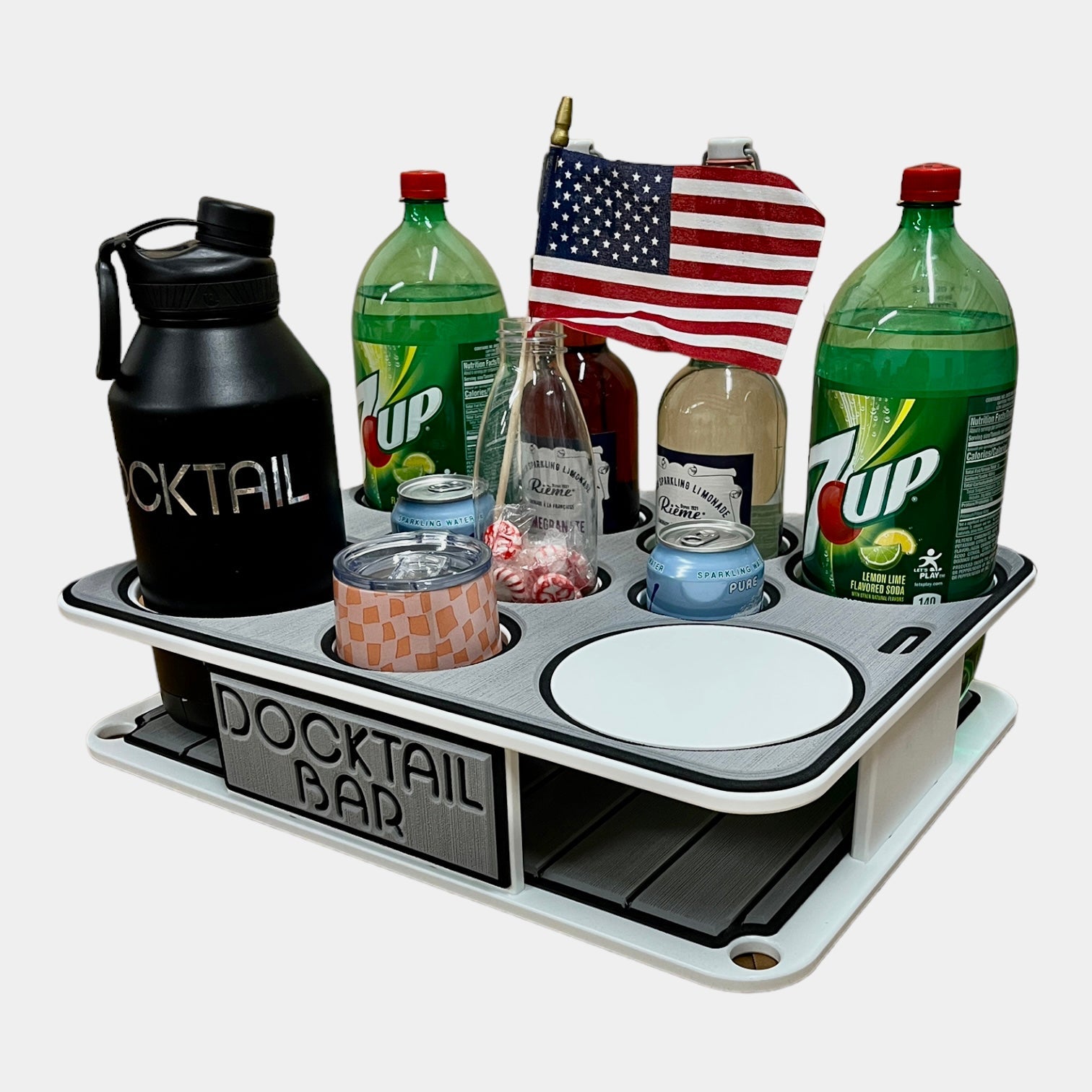 Docktail Boat Table Caddy and Storage Accessory - Choose Your Mount, Color & Custom Name - Docktail Bar