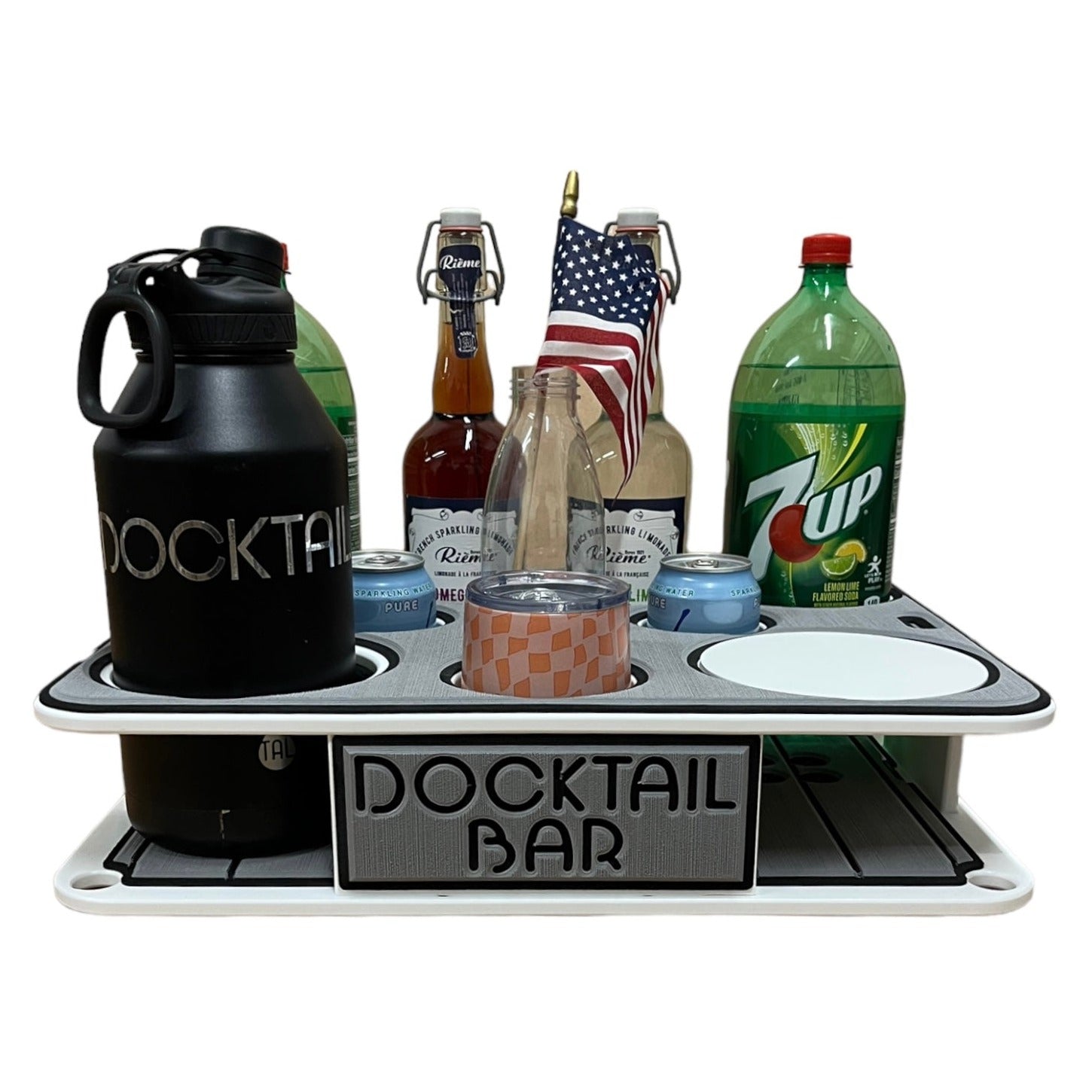Docktail Boat Table Caddy and Storage Accessory - Choose Your Mount, Color & Custom Name - Docktail Bar
