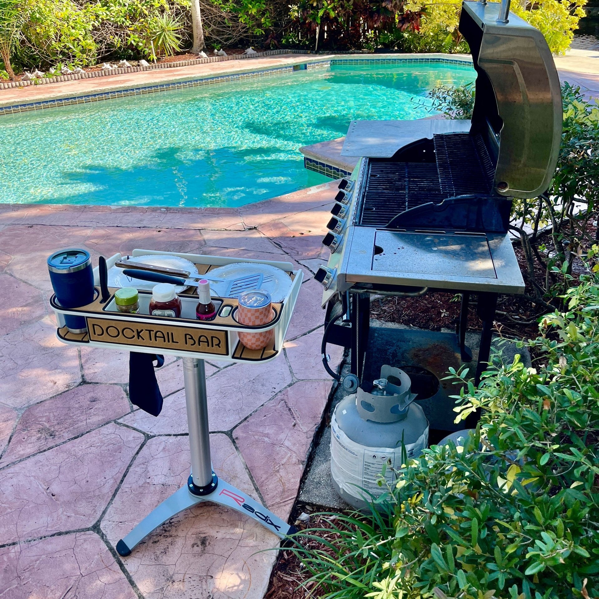 Docktail Boondocking Table - For Camping, RV's, Tailgating, Poolside, and Grill Prep - Docktail Bar