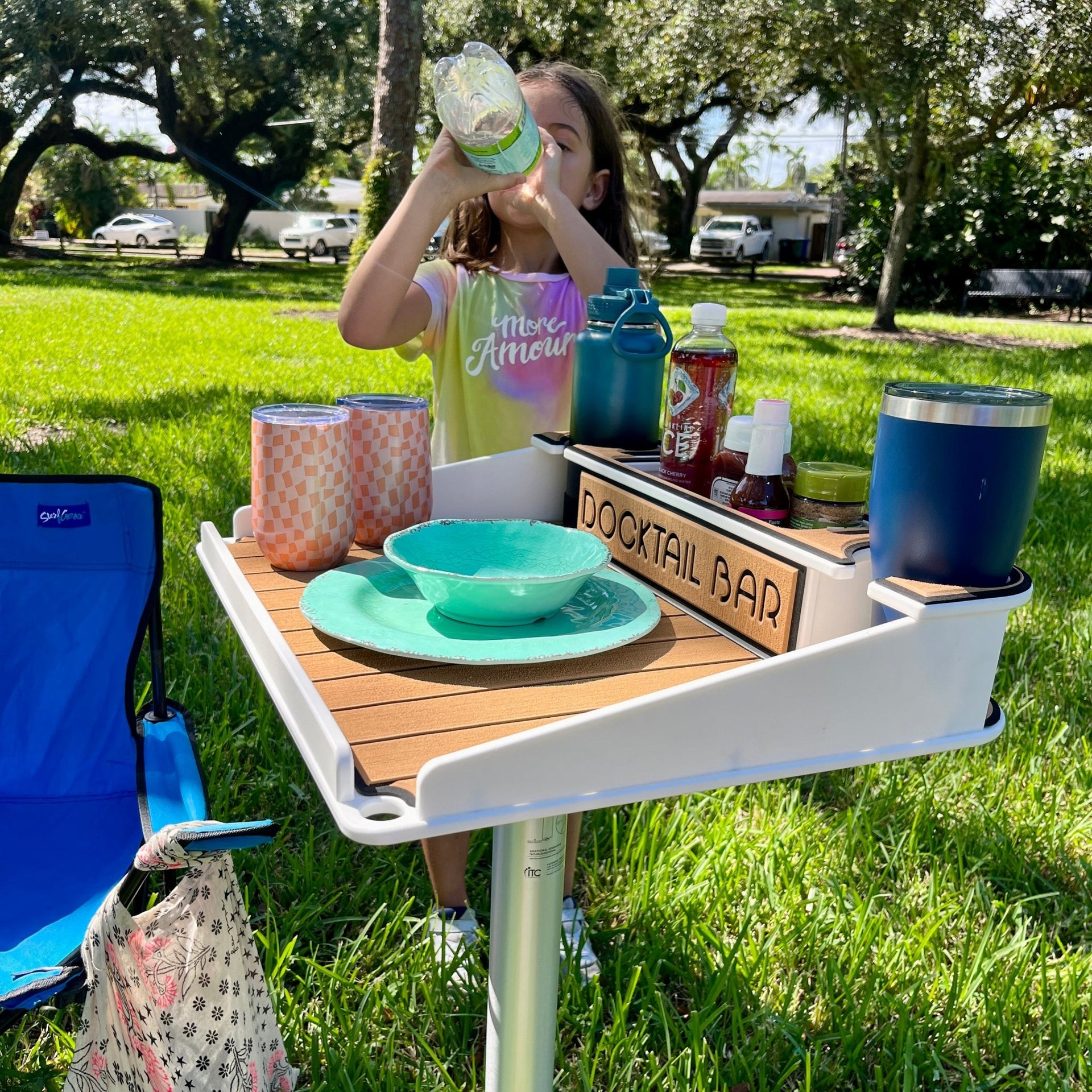 Docktail Boondocking Table - For Camping, RV's, Tailgating, Poolside, and Grill Prep - Docktail Bar