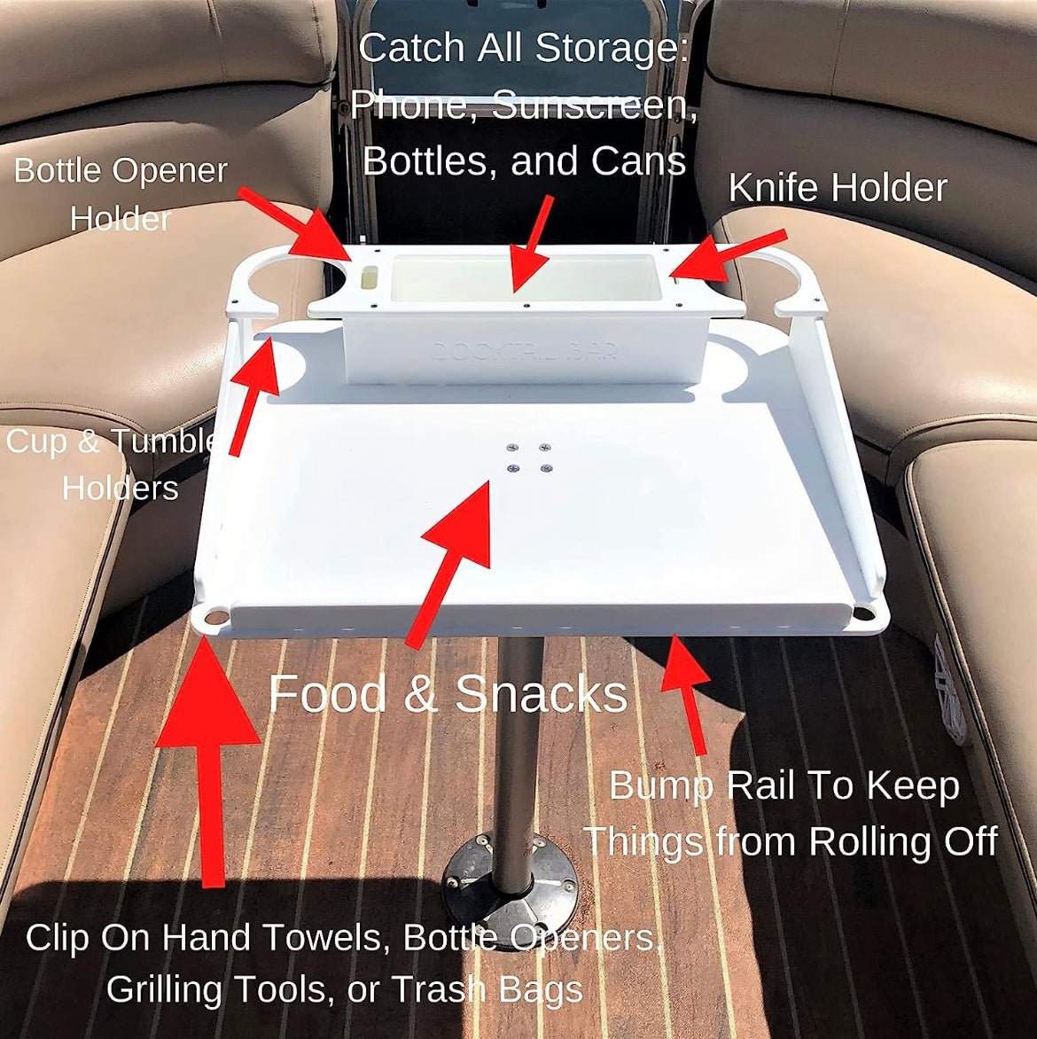 Docktail Boondocking Table - For Camping, RV's, Tailgating, Poolside, and Grill Prep - Docktail Bar