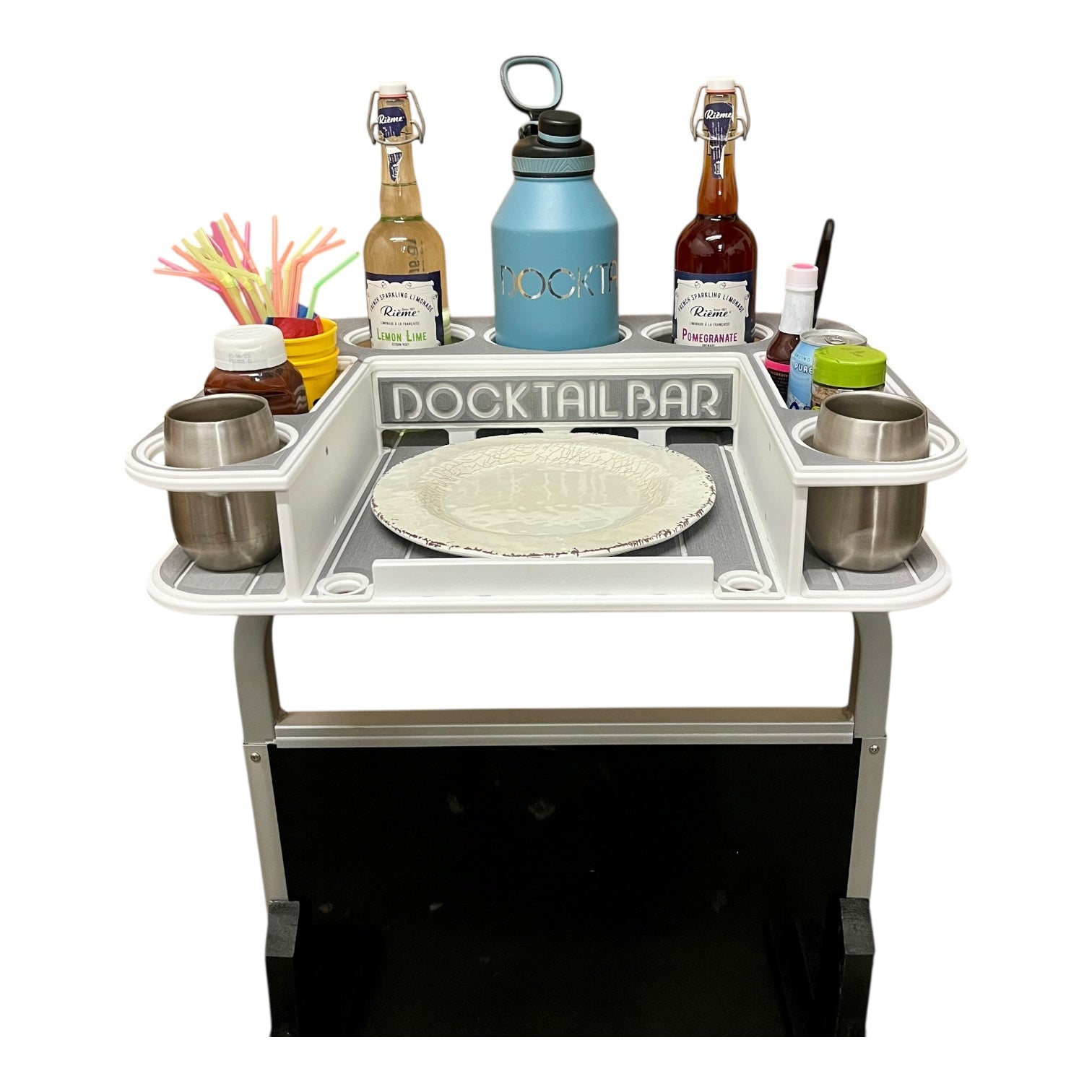 Docktail Butler Boat Table and Storage Accessory - Choose Your Mount, Color & Custom Name - Docktail Bar
