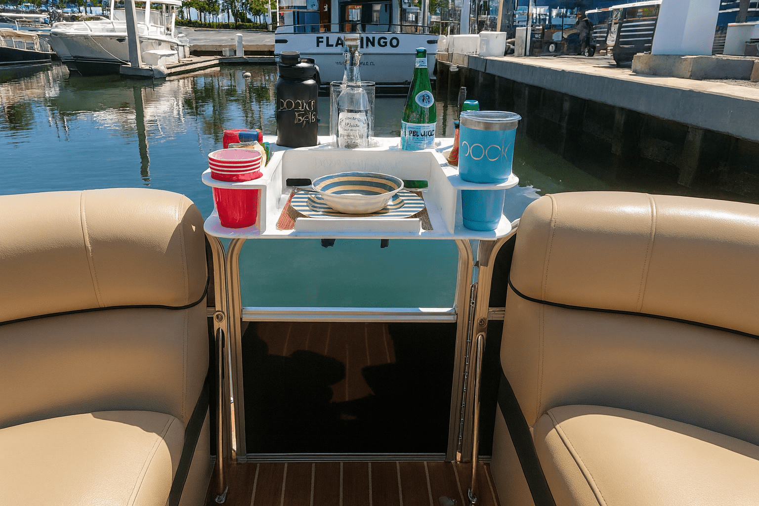 Docktail Butler Boat Table and Storage Accessory - Choose Your Mount, Color & Custom Name - Docktail Bar