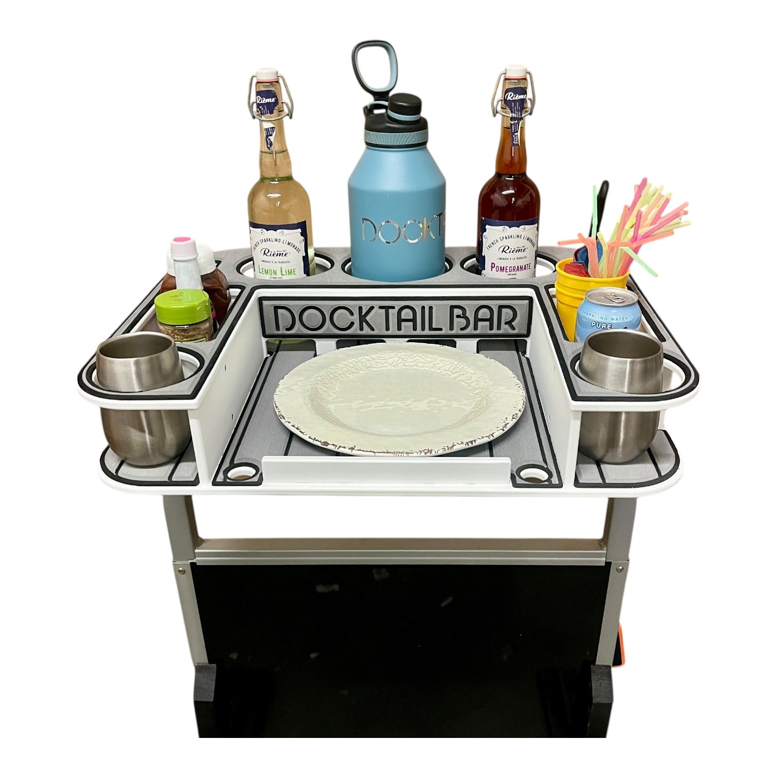 Docktail Butler Boat Table and Storage Accessory - Choose Your Mount, Color & Custom Name - Docktail Bar
