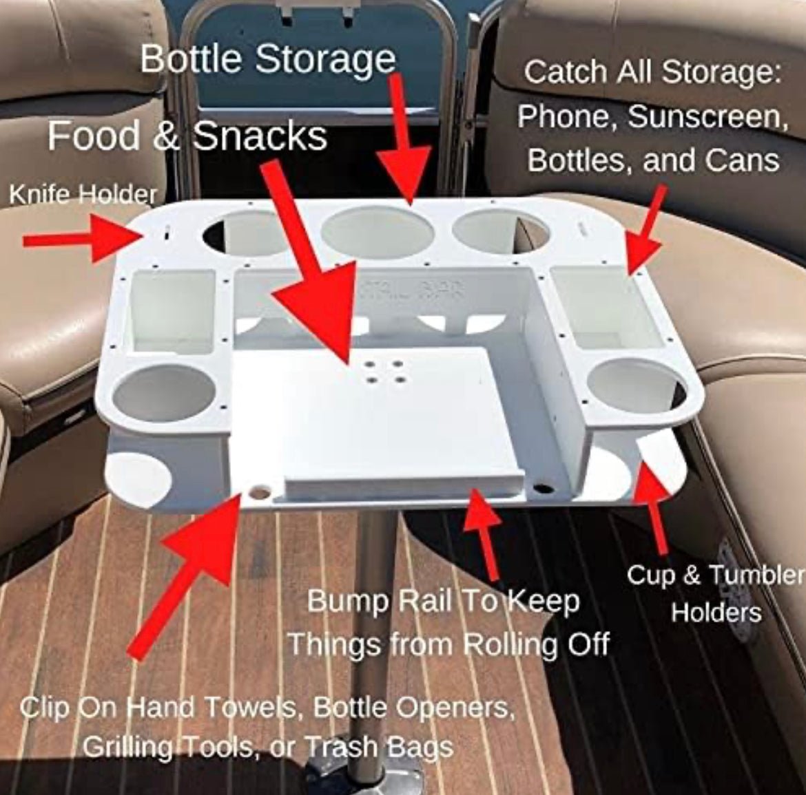 Docktail Butler Boat Table and Storage Accessory - Choose Your Mount, Color & Custom Name - Docktail Bar