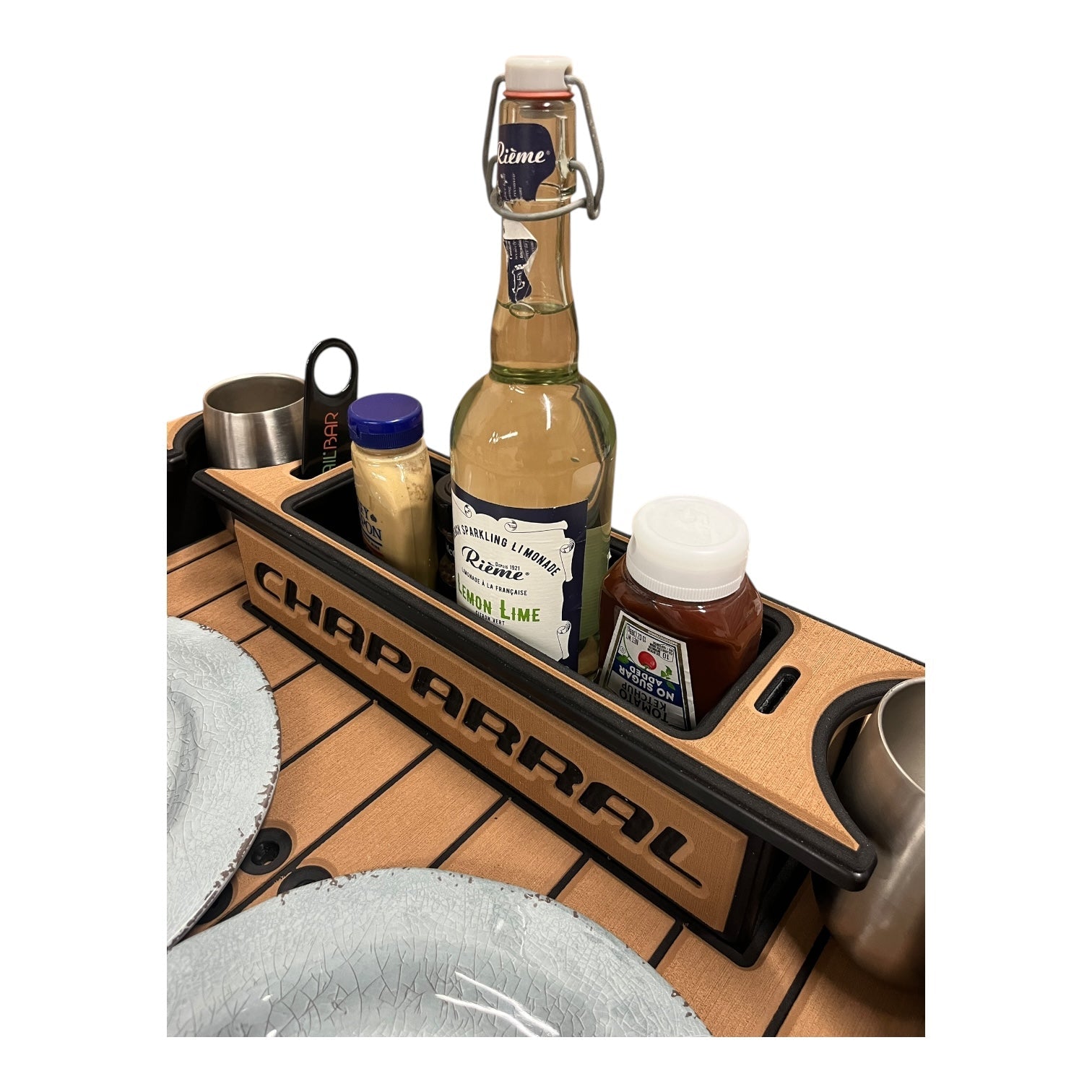 Midnight Series - Docktail Butler Boat Table with Adjustable Rod Holder Mount - Docktail Bar