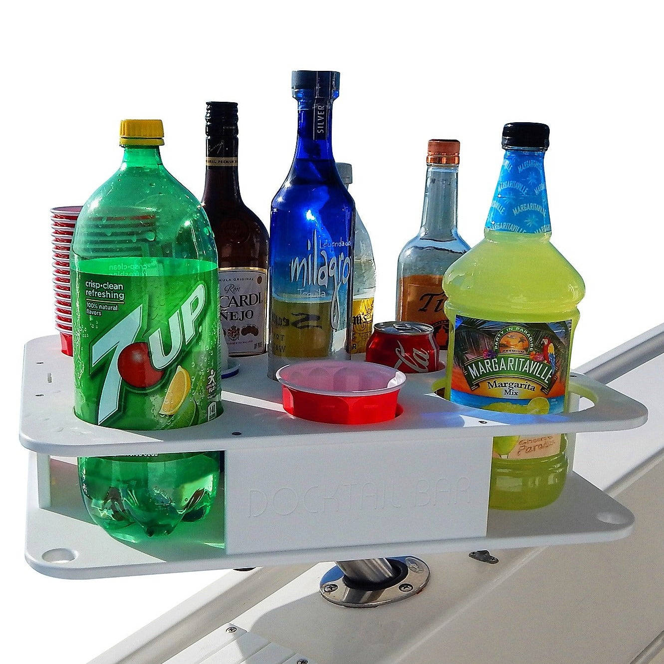 Docktail Boat Table Cup Holder Caddy & Rod Holder Mount Boating Accessory