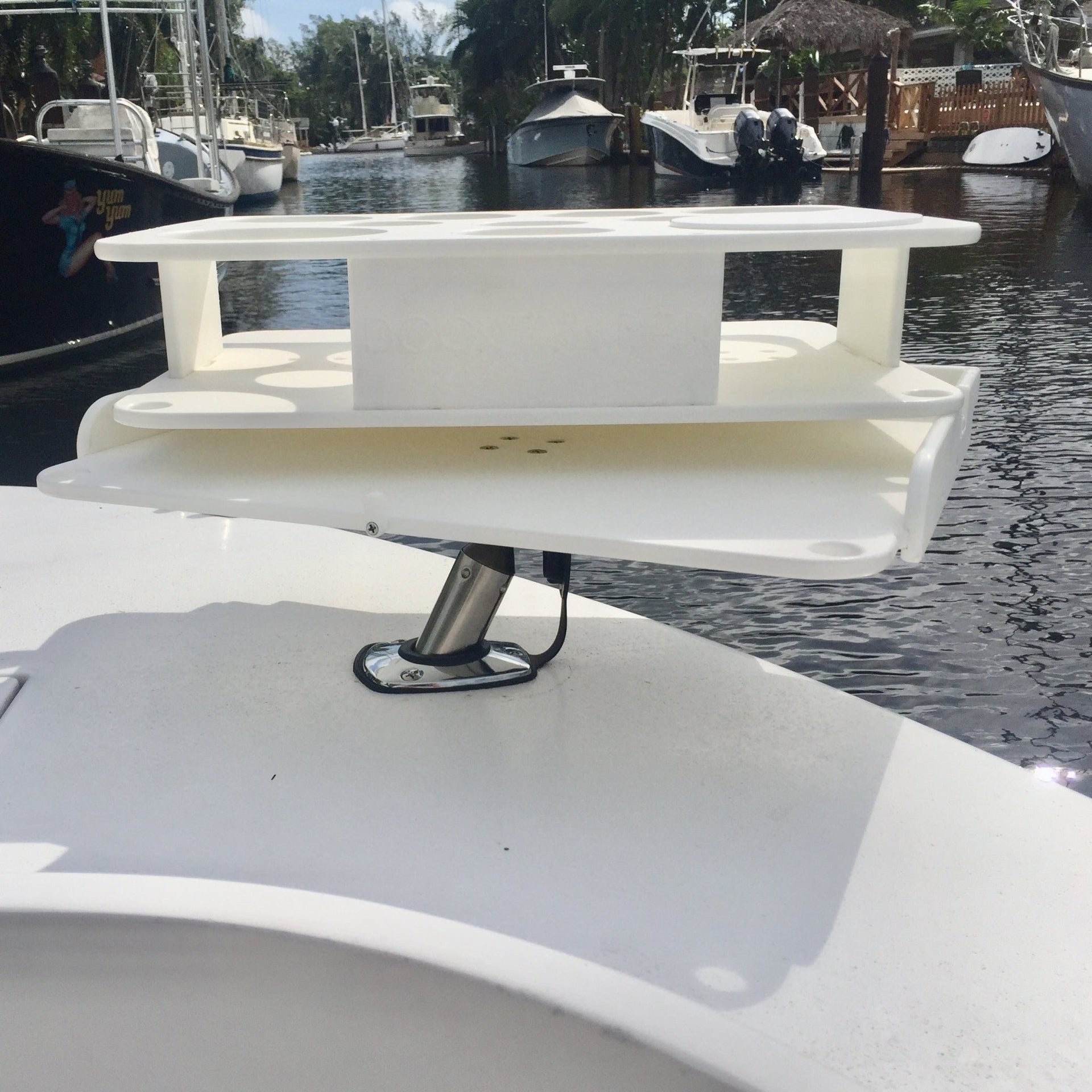 Docktail Bait Cutting Board and Serving Table with Magma Adjustable Rod Holder Mount - Docktail Bar