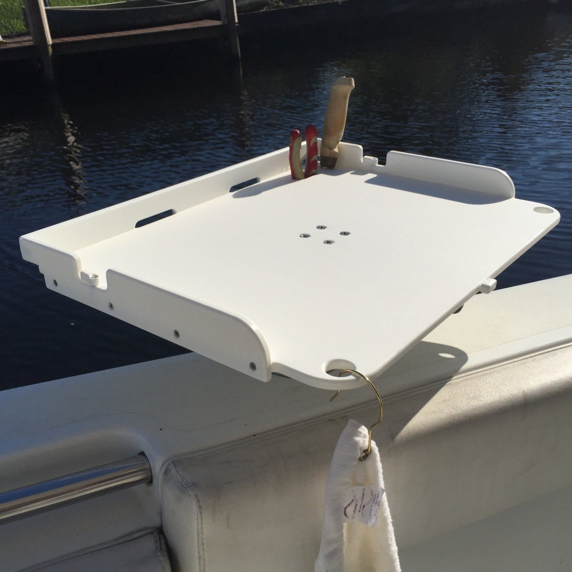 Docktail Bait Cutting Board and Serving Table with Magma Adjustable Rod Holder Mount - Docktail Bar