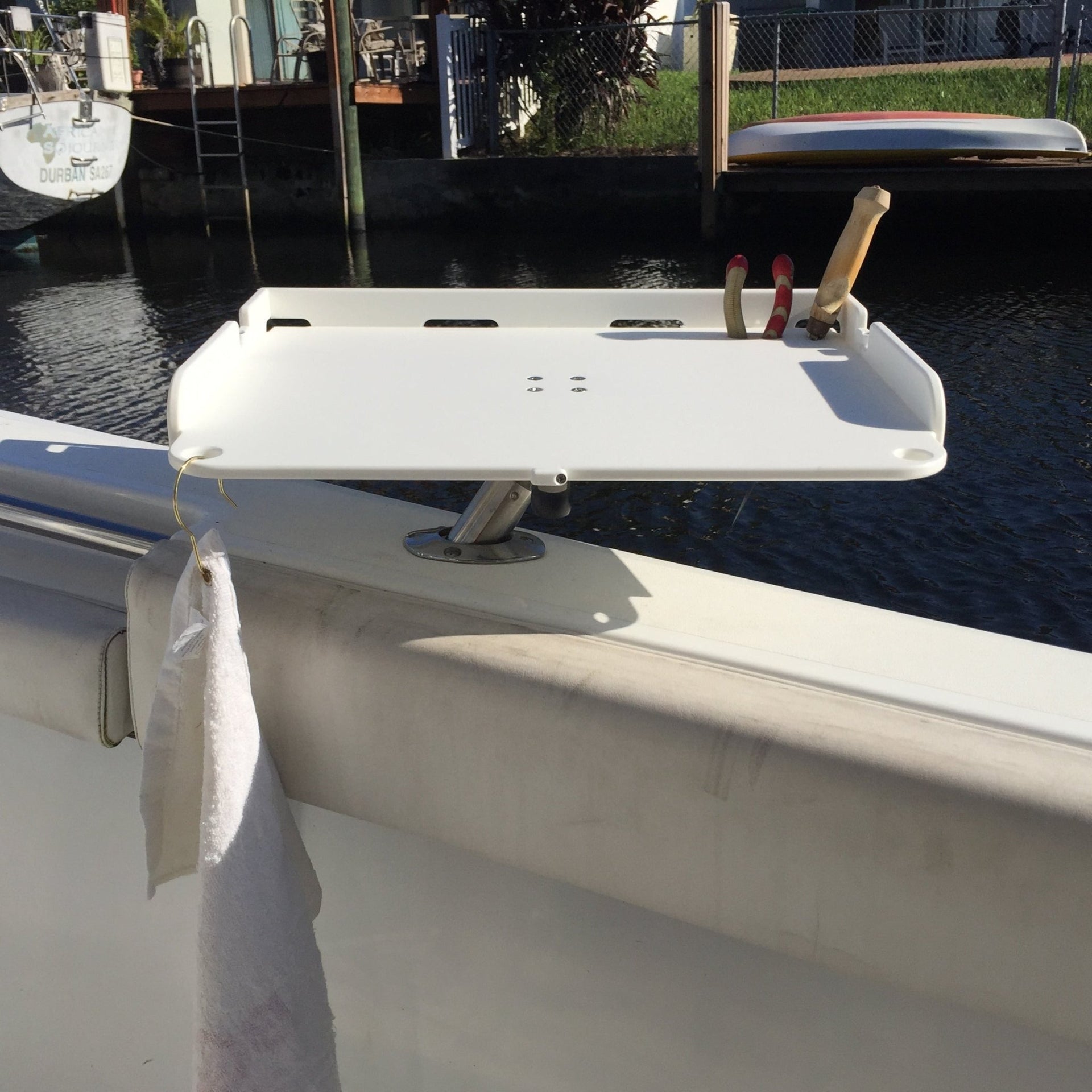 Docktail Bait Cutting Board and Serving Table with Magma Adjustable Rod Holder Mount - Docktail Bar