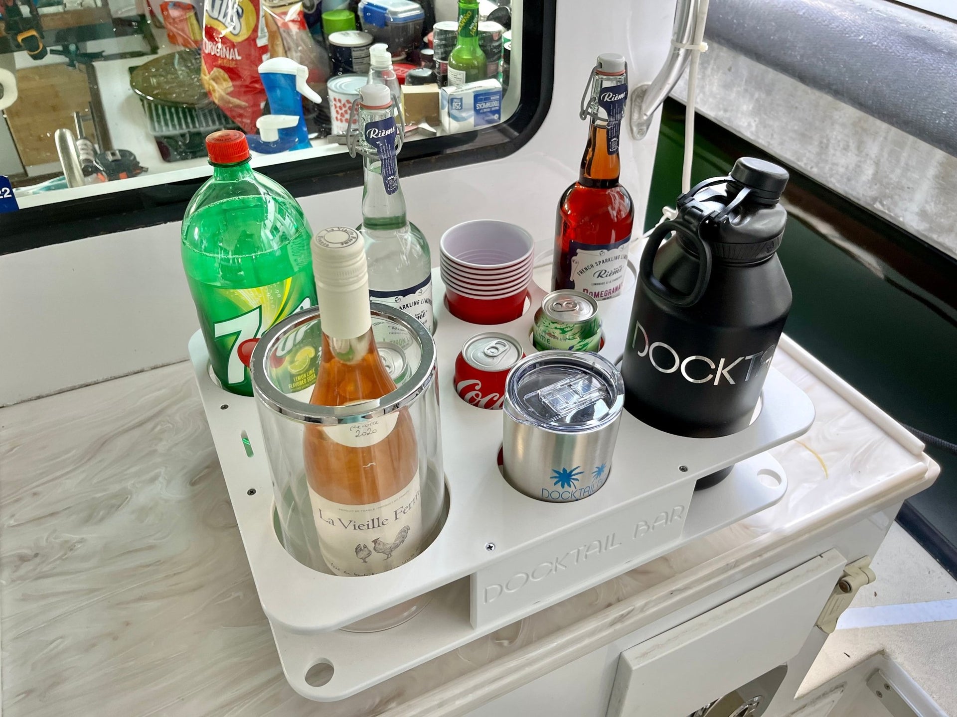 Docktail Boat Table Caddy with 2 SeaSucker Vacuum Mounts - Choose Your Color - Docktail Bar
