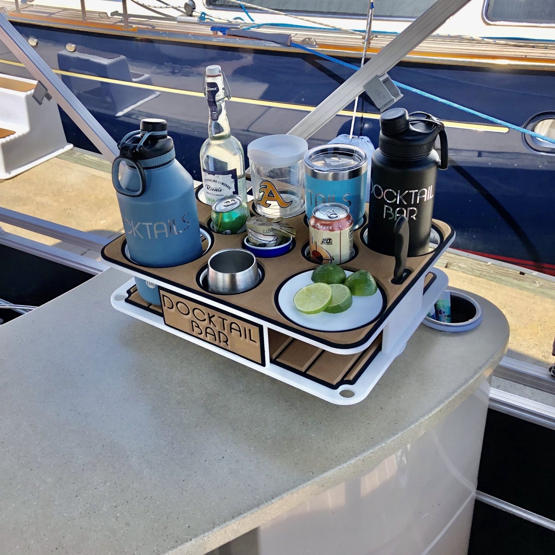 Docktail Boat Table Caddy with 2 SeaSucker Vacuum Mounts - Choose Your Color - Docktail Bar