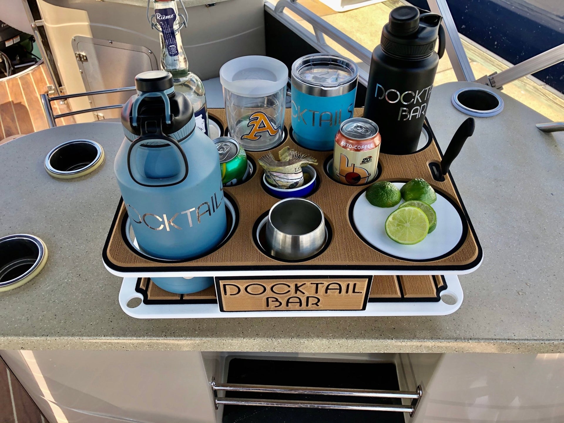 Docktail Boat Table Caddy with 2 SeaSucker Vacuum Mounts - Choose Your Color - Docktail Bar