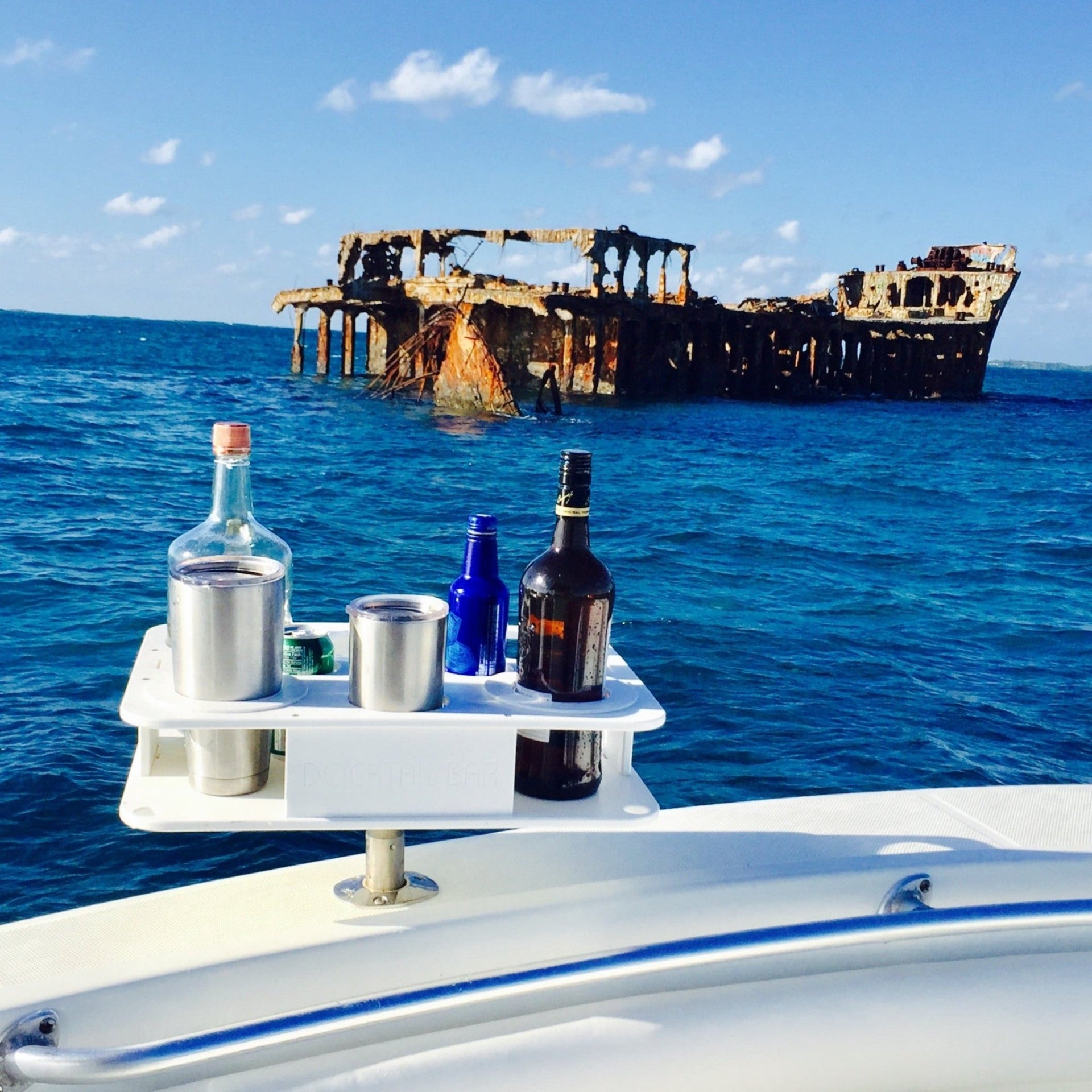 Docktail Boat Table Caddy with Adjustable Rod Holder Mount - Docktail Bar