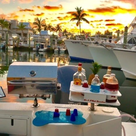 Docktail Boat Table Caddy with Adjustable Rod Holder Mount - Docktail Bar