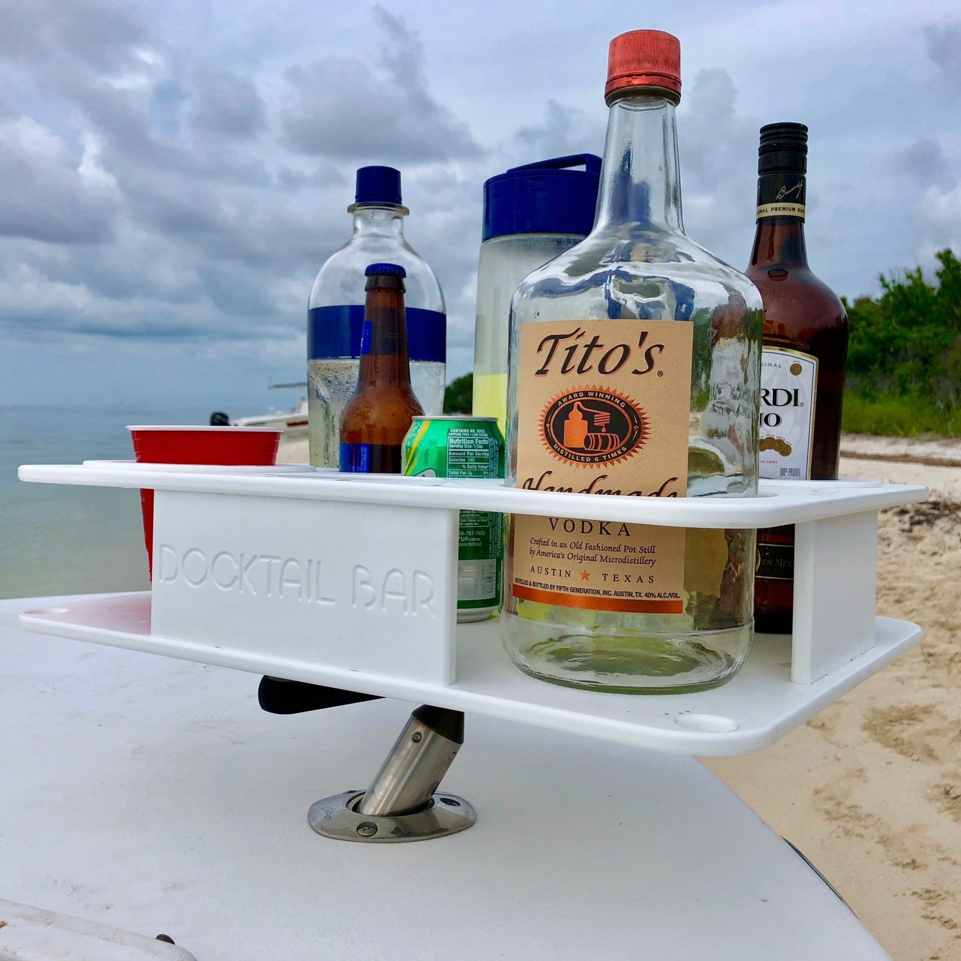Docktail Boat Table Caddy with Adjustable Rod Holder Mount - Docktail Bar
