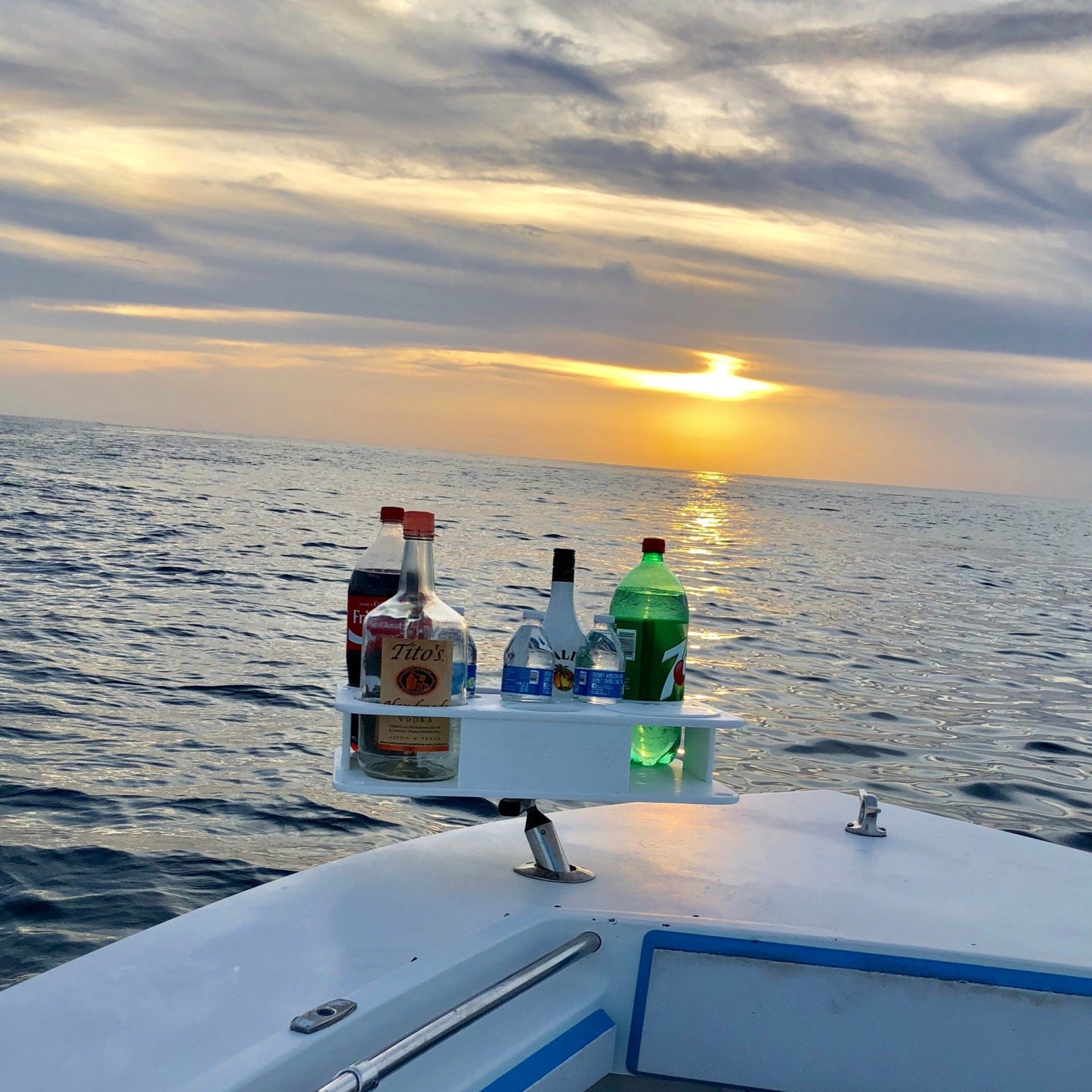 Docktail Boat Table Caddy with Adjustable Rod Holder Mount - Docktail Bar