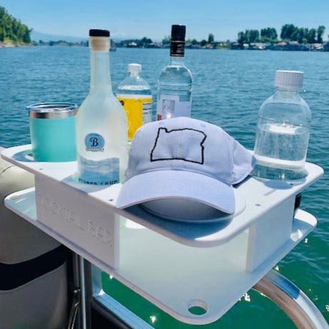 Docktail Boat Table Caddy with Pontoon Boat Rail Mount - Docktail Bar