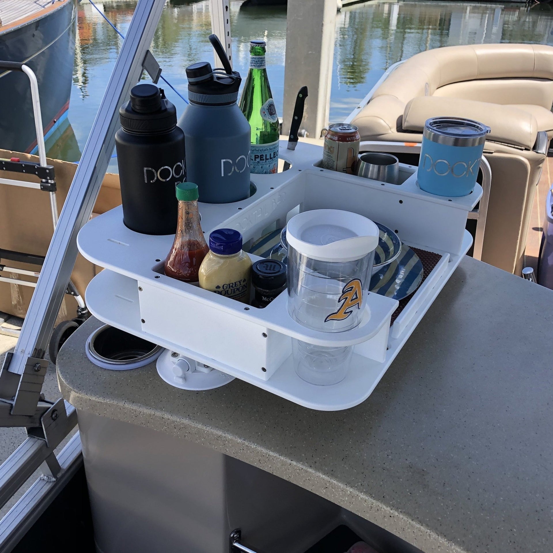 Docktail Butler Boat Table with 2 SeaSucker Vacuum Mounts - Perfect for Smooth Flat Surface Locations - Docktail Bar