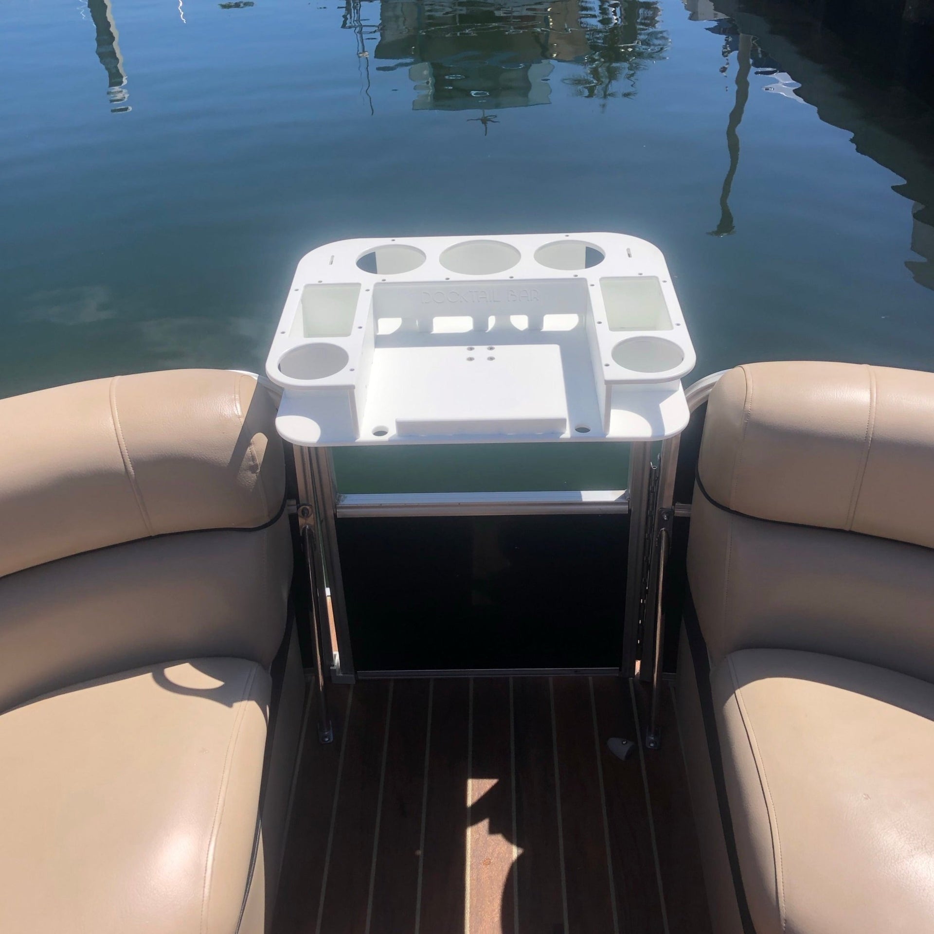 Docktail Butler Boat Table with Pontoon Boat Rail Mount - Docktail Bar