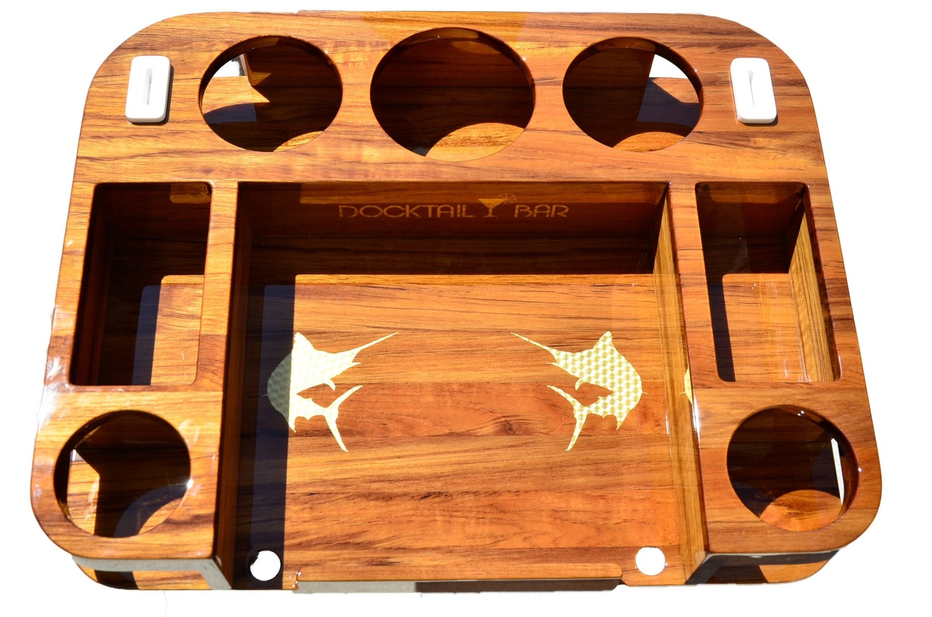Docktail Elite Series Custom Teak Tables for Rocket Launchers, Leaning Posts and Rod Holders - Docktail Bar