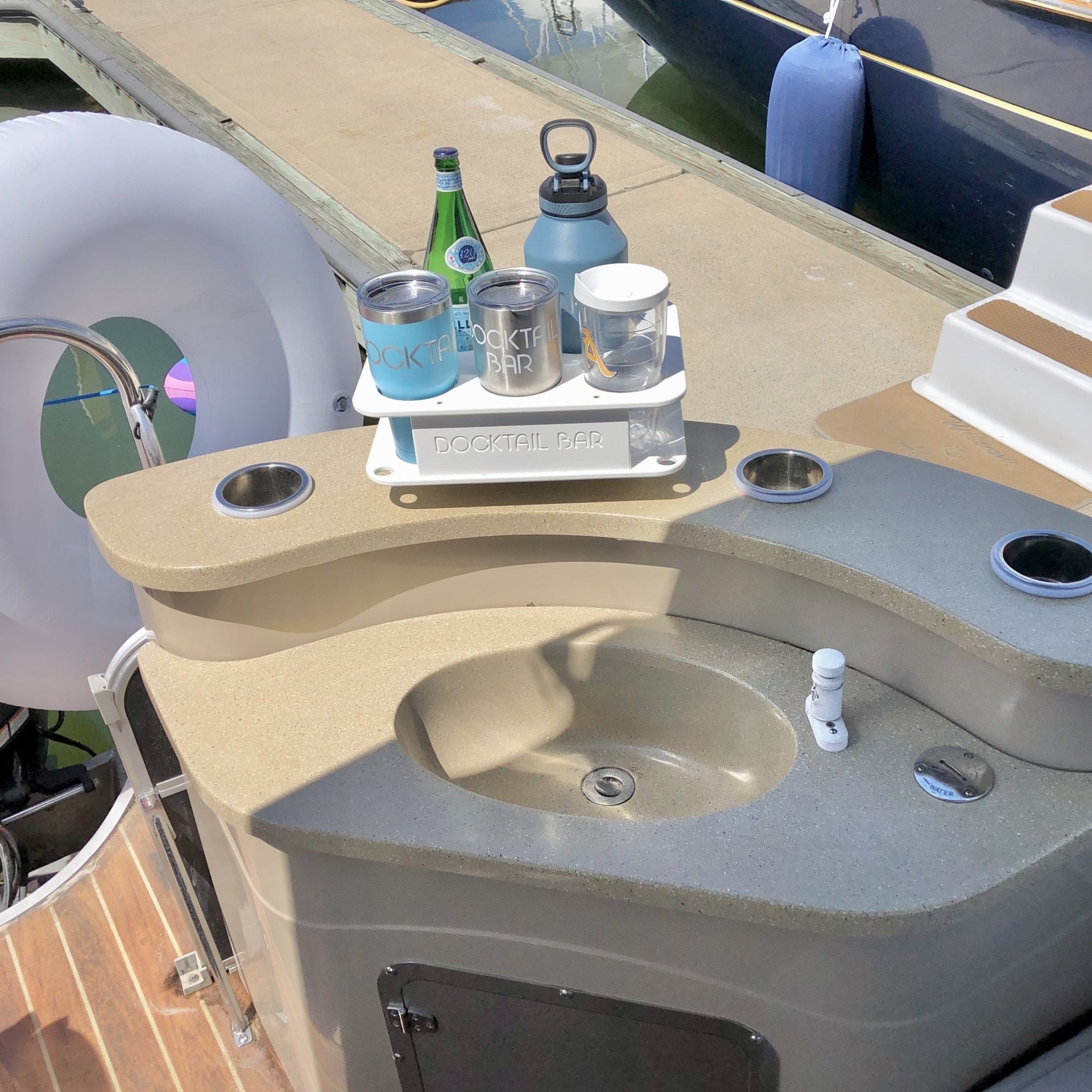 Docktail Jr Boat Cup Holder Caddy with 2 SeaSucker Vacuum Mounts - Choose Your Color - Docktail Bar