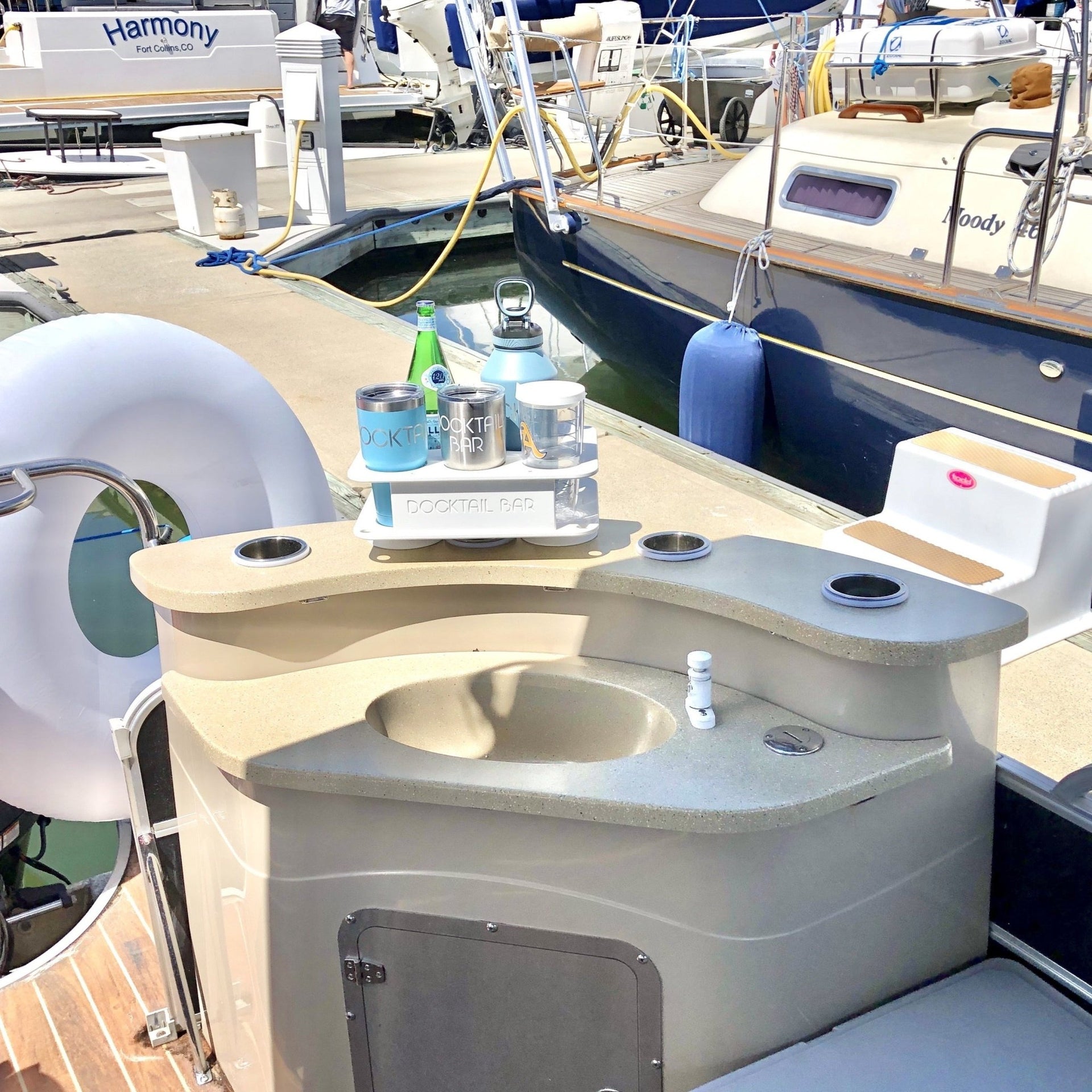 Docktail Jr Boat Cup Holder Caddy with 2 SeaSucker Vacuum Mounts - Choose Your Color - Docktail Bar