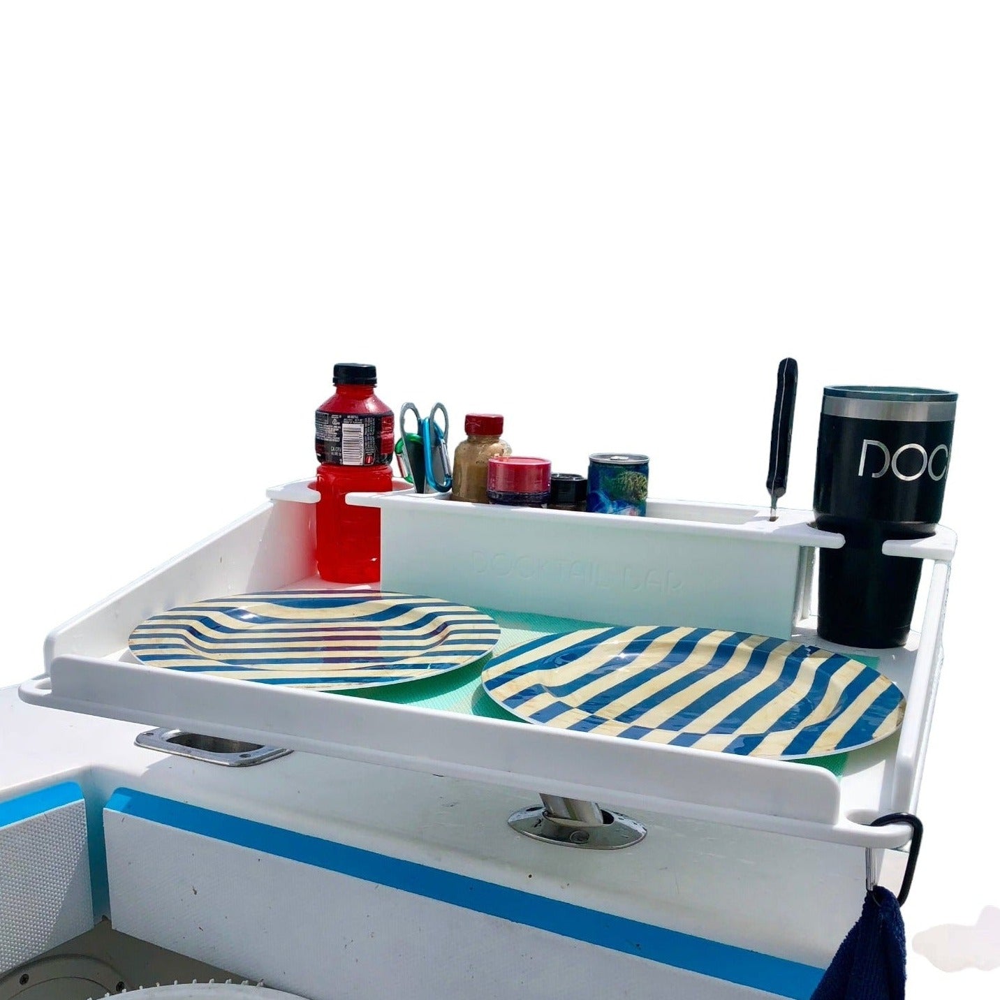 Docktail Utility Boat Table Accessory with Adjustable Rod Holder Mount - Docktail Bar