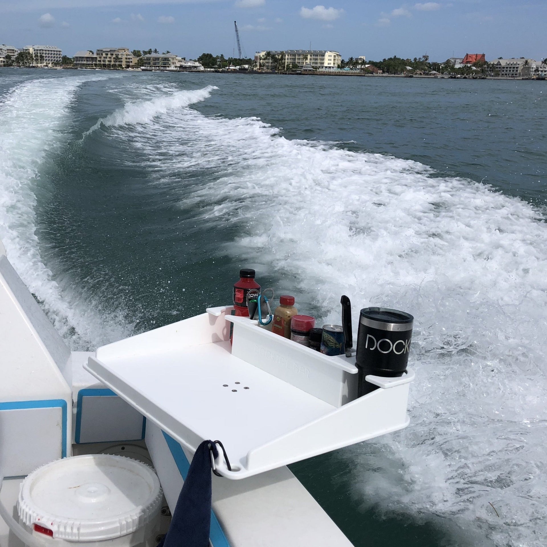 Docktail Utility Boat Table Accessory with Adjustable Rod Holder Mount - Docktail Bar