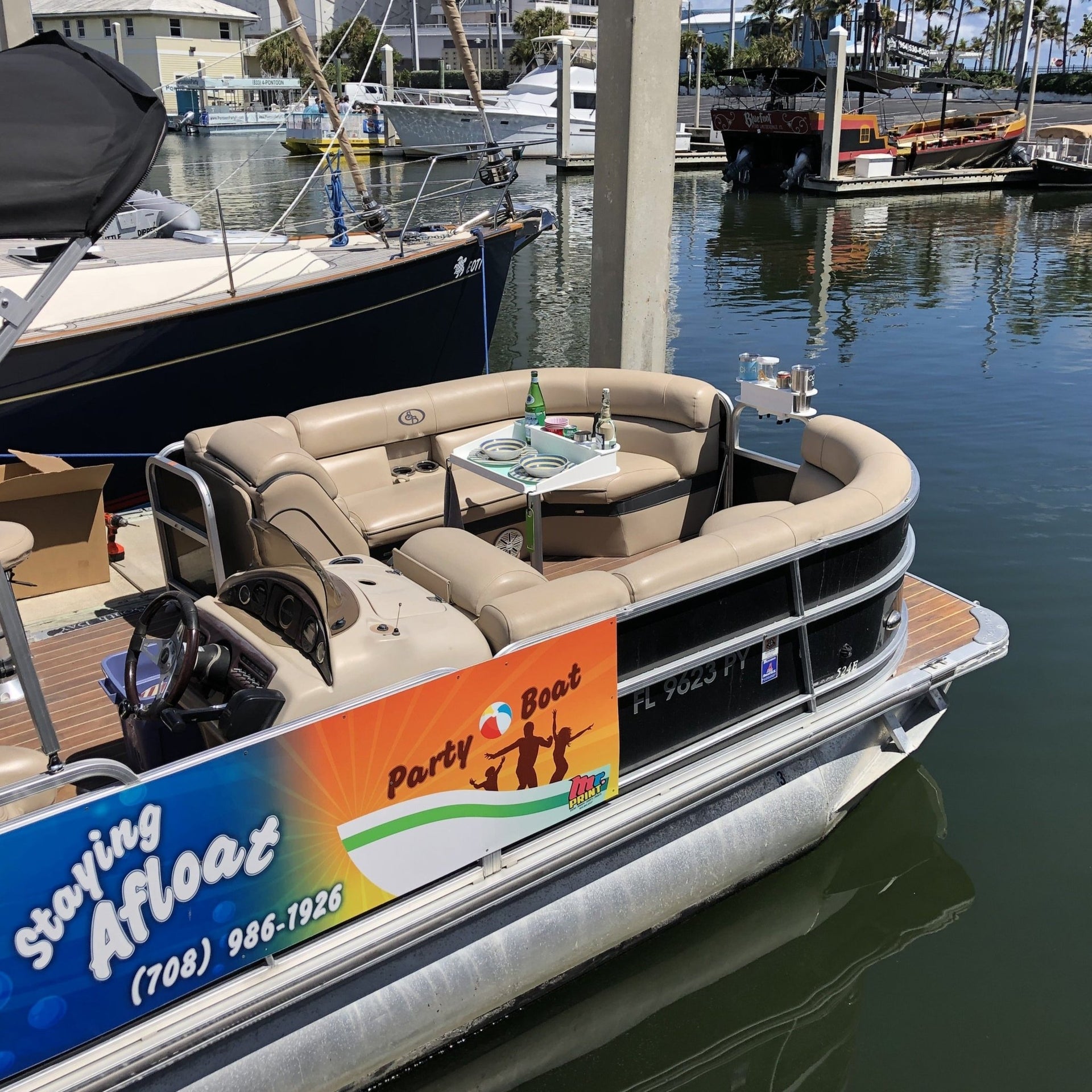 Docktail Utility Boat Table with Pedestal Table Attachment Options - Docktail Bar