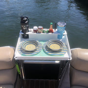 Docktail Utility Boat Table with Pontoon Boat Rail Mount - Docktail Bar