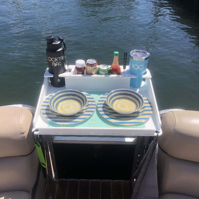 Docktail Utility Boat Table with Pontoon Boat Rail Mount - Docktail Bar