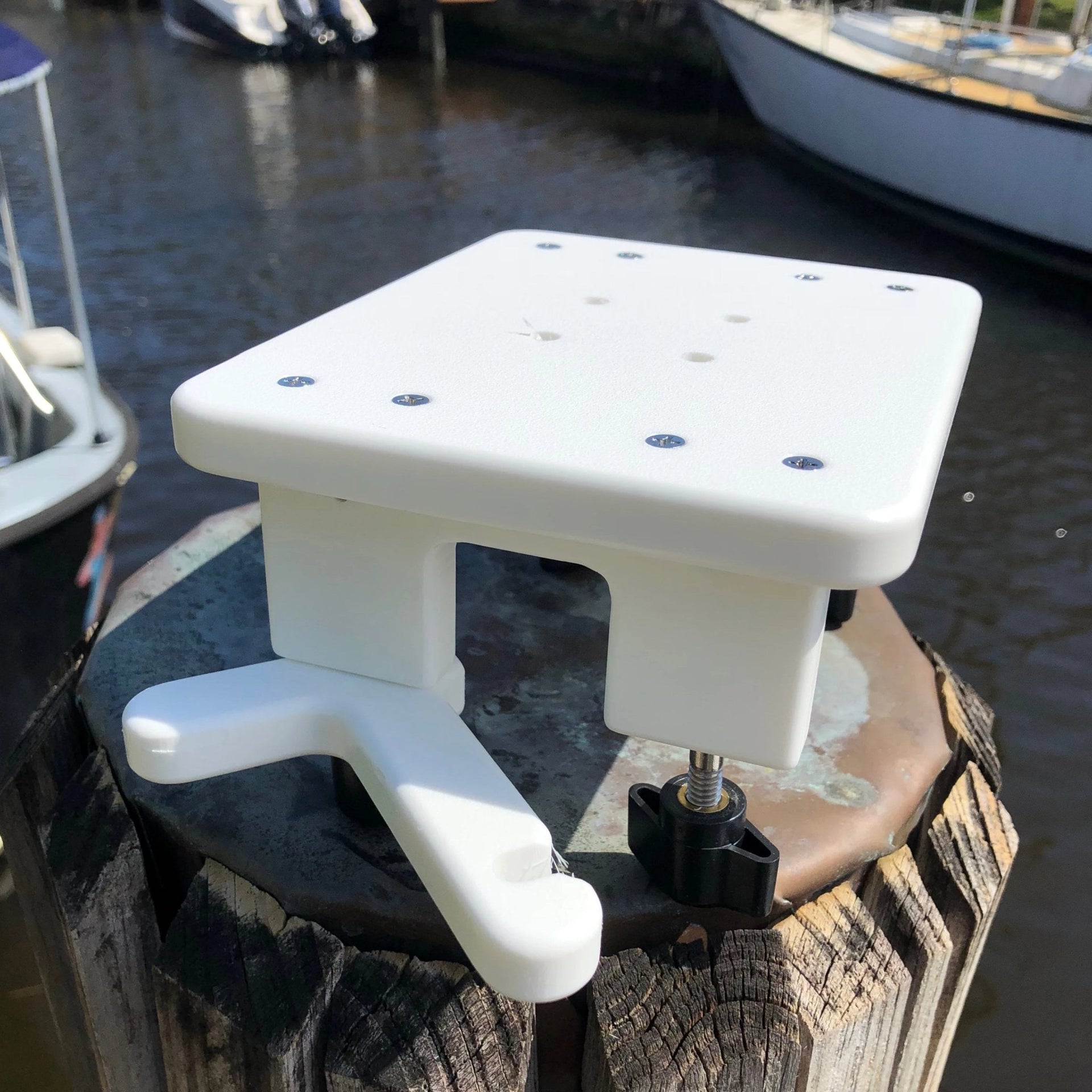 The Docktail Boat Table Caddy plus Bait Table with Pontoon Rail Mount - Docktail Bar