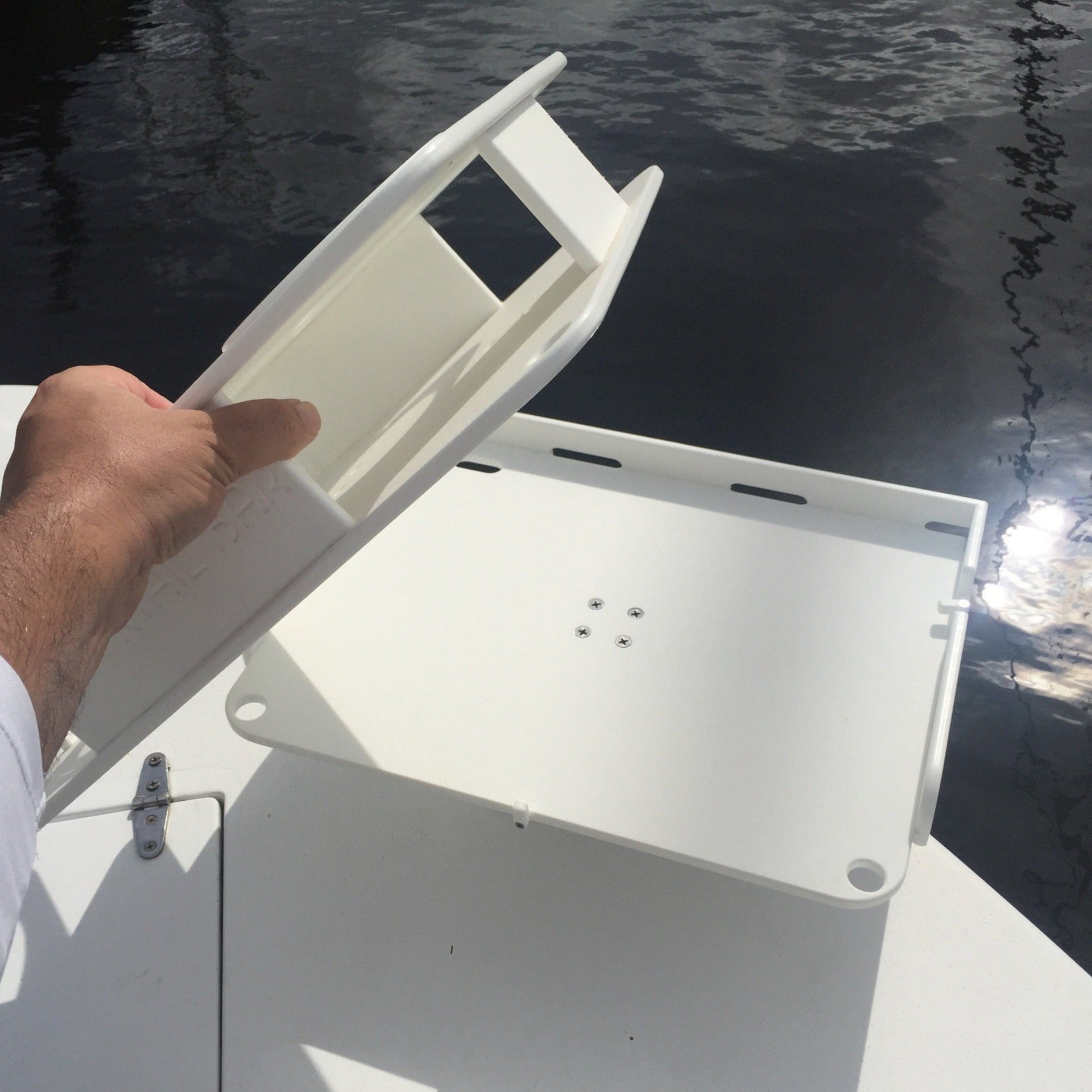 The Docktail Boat Table Caddy plus Bait Table with Pontoon Rail Mount - Docktail Bar