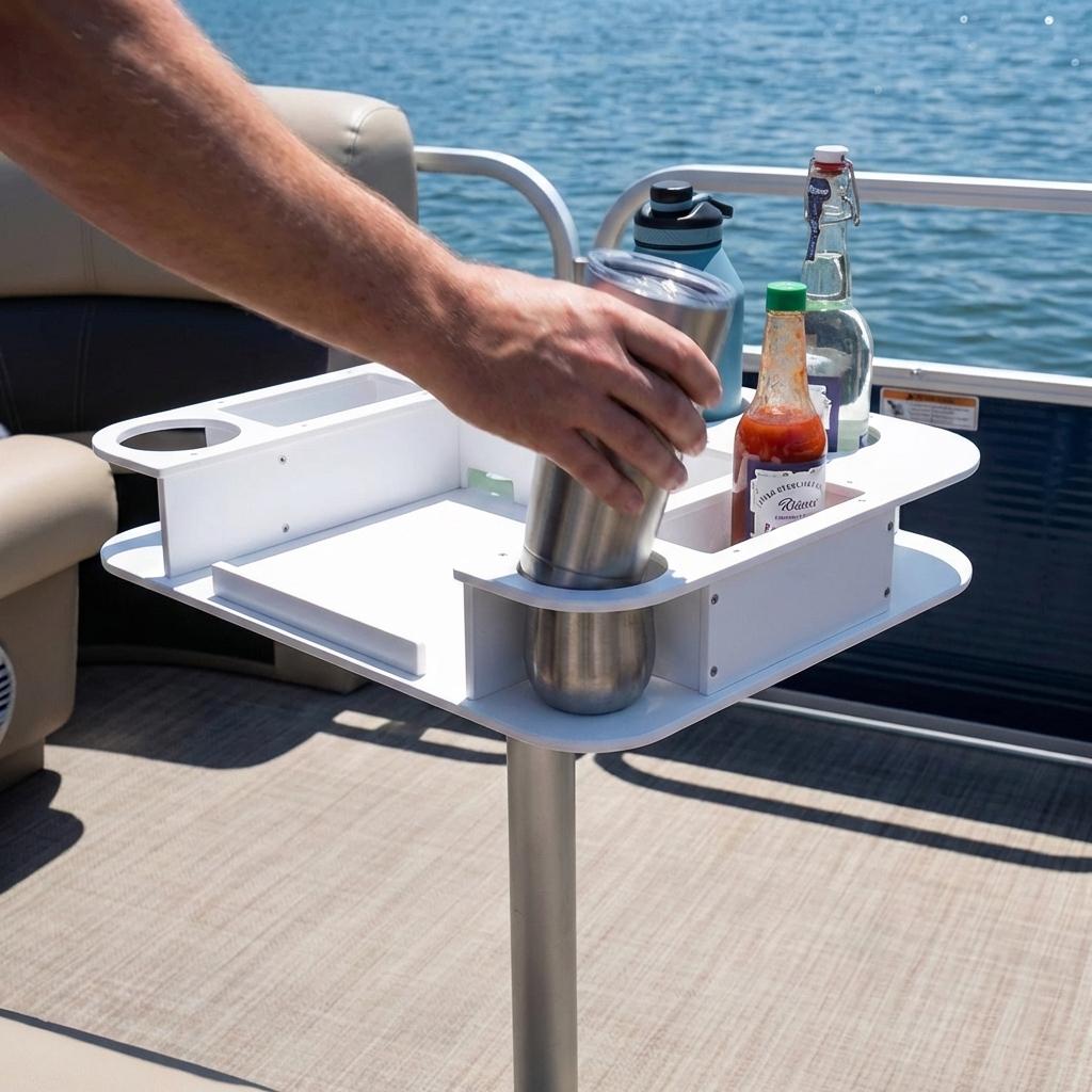 How to Set Up the Perfect Deck Boat Entertainment Table - Docktail Bar