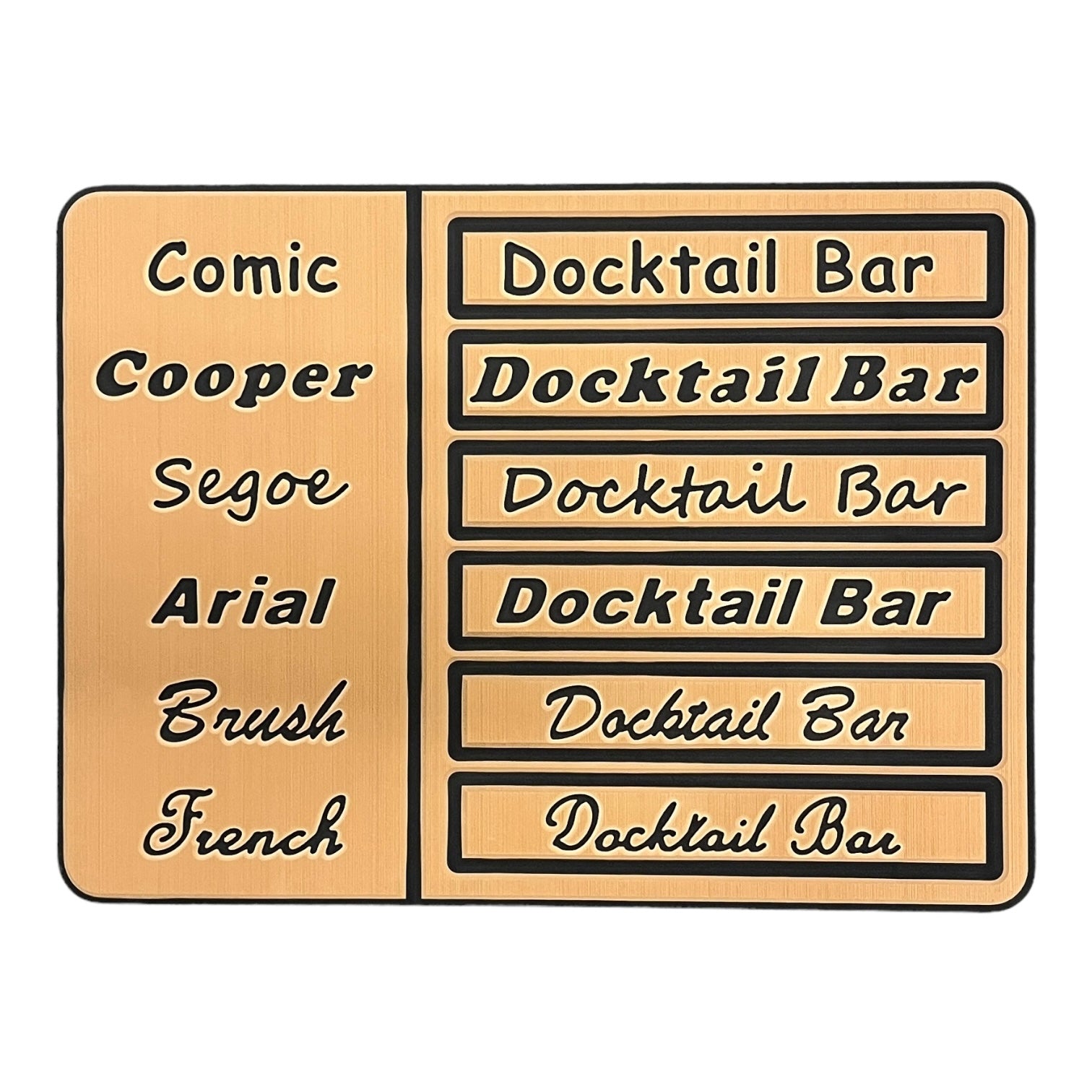 Docktail Bar Custom Name Fonts