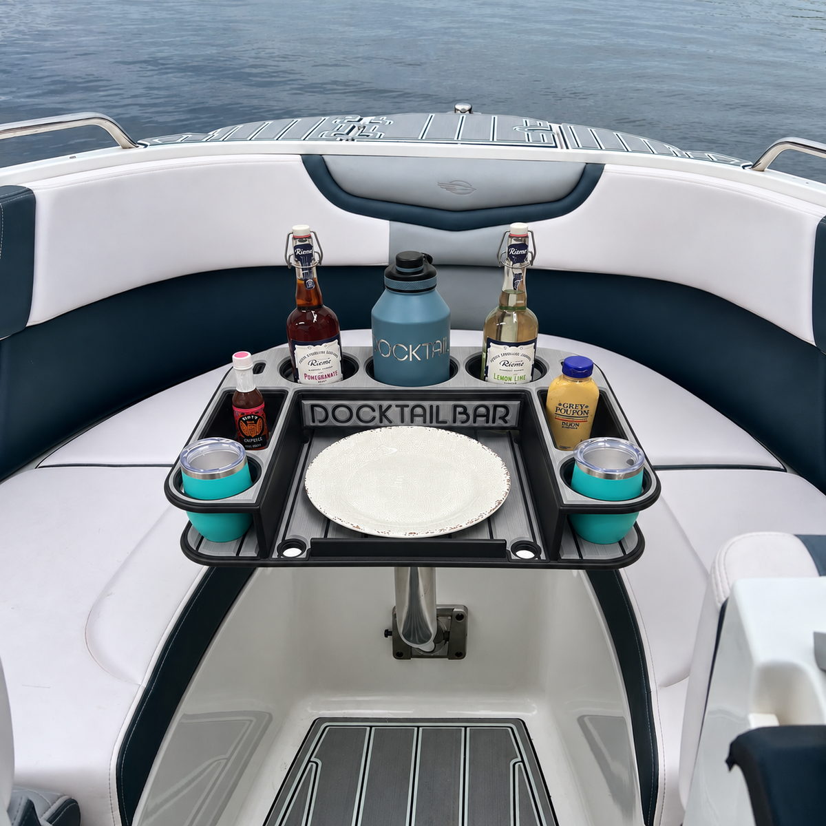Docktail Butler Angled-Side Mount Boat Table - Midnight Series