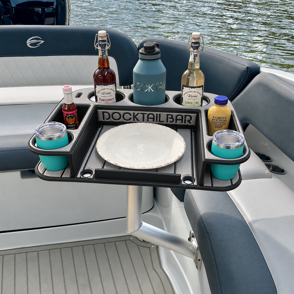 Docktail Butler Angled-Side Mount Boat Table - Midnight Series