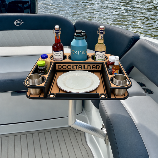 Docktail Butler Angled-Side Mount Boat Table - Midnight Series