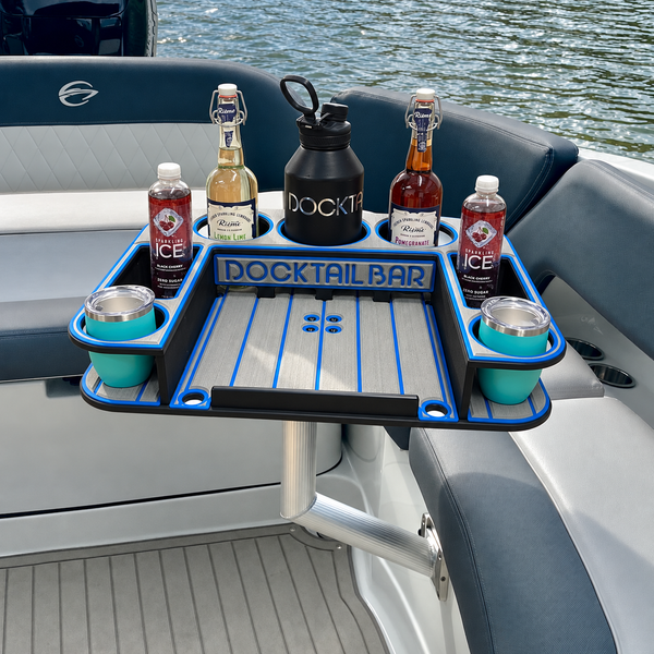 Docktail Butler Angled-Side Mount Boat Table - Midnight Series