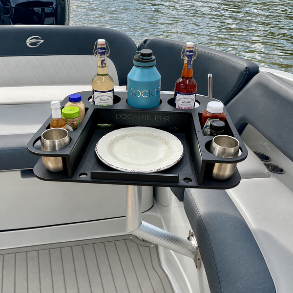 Docktail Butler Angled-Side Mount Boat Table - Midnight Series
