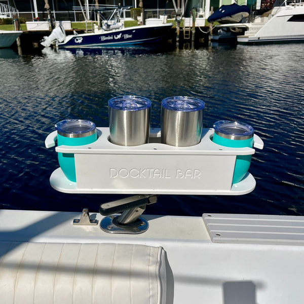 Docktail Cup Holder Caddy with Rod Holder Mount White