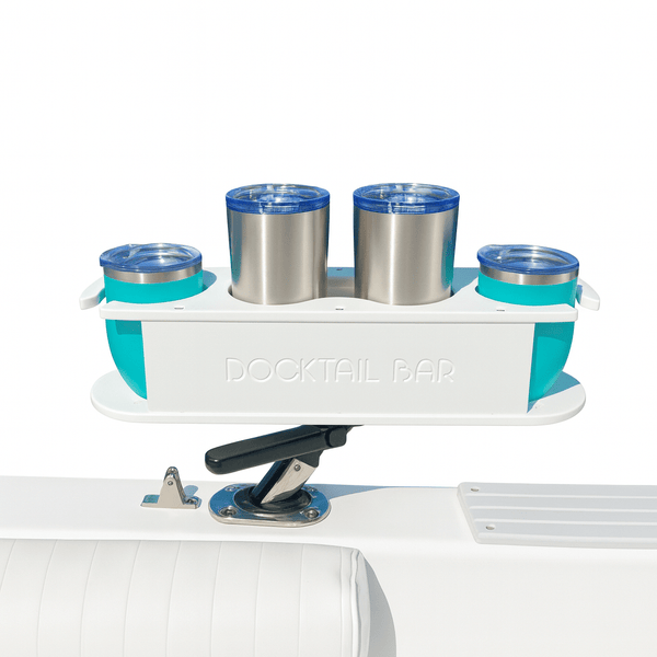 Docktail Bar Cup Holder Caddy for Boats — Includes Adjustable Rod Holder Mountu - Docktail Bar