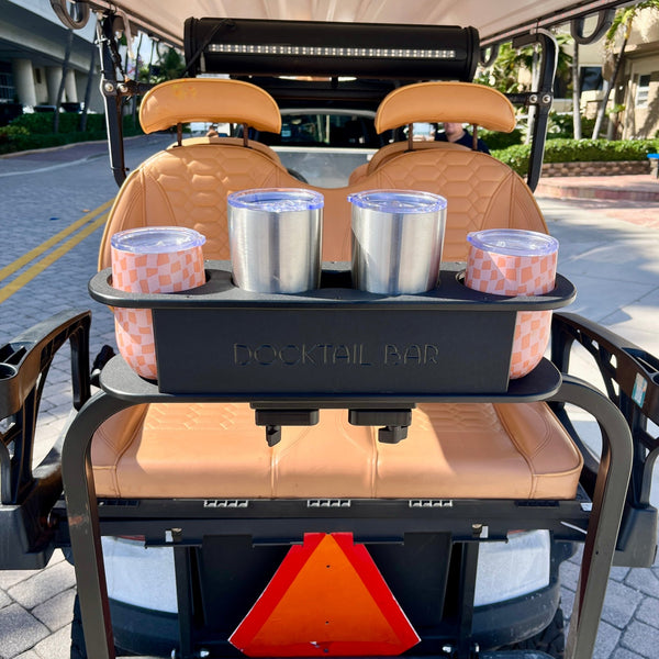 Docktail Bar Golf Cart Cup Holder Caddy for Square or Rectangular Rails - Docktail Bar