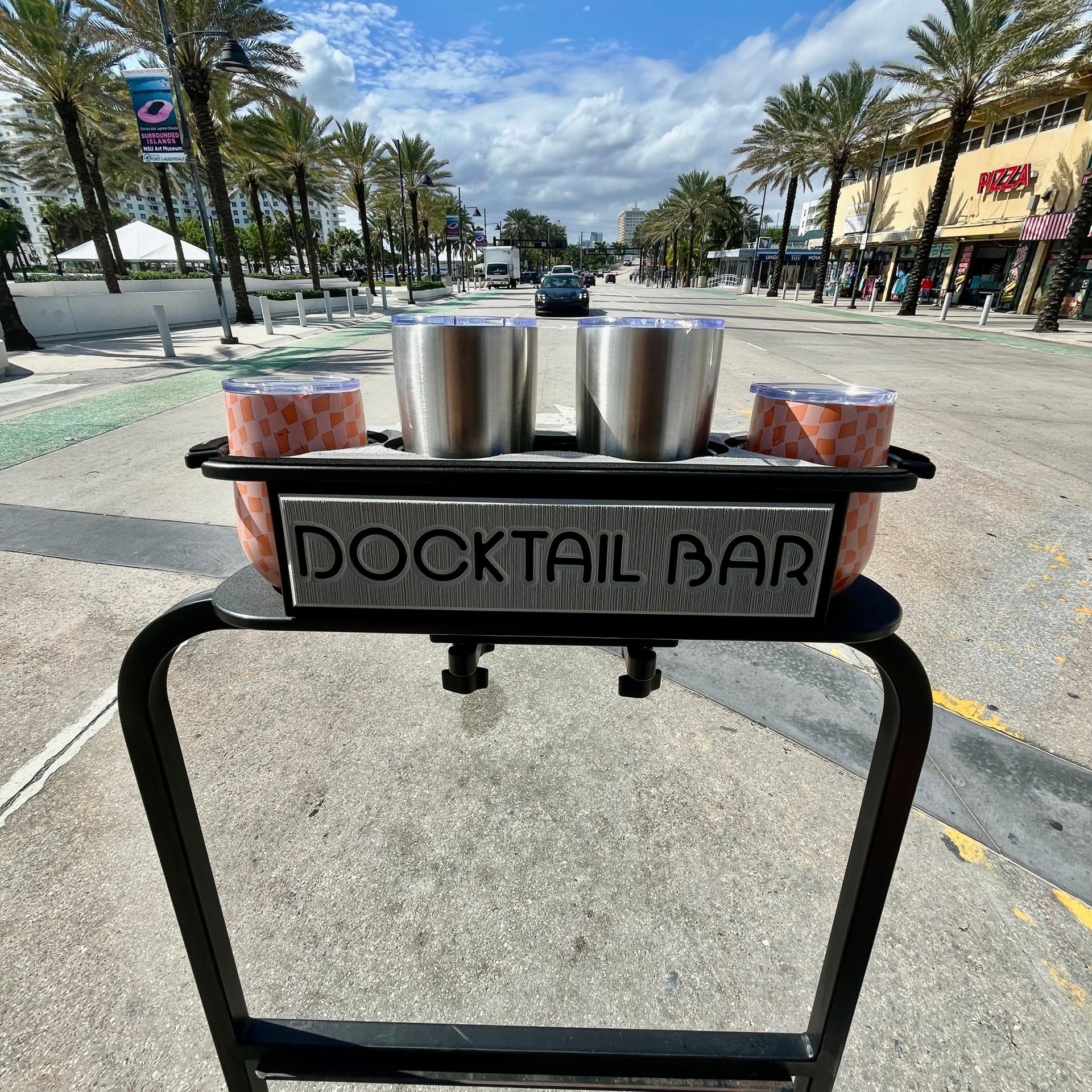 Docktail Bar Golf Cart Cup Holder Caddy for Square or Rectangular Rails - Docktail Bar